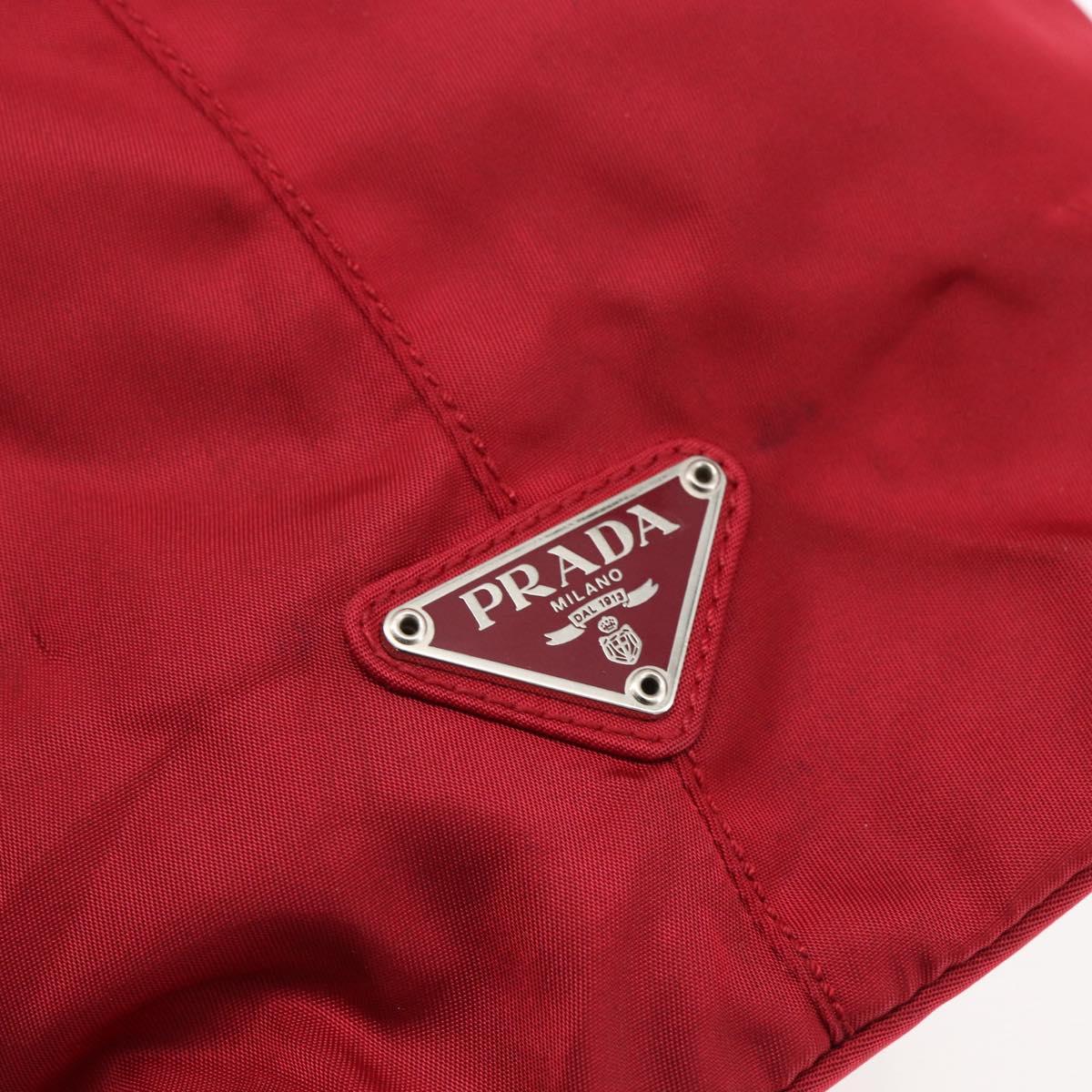 PRADA Tote Bag Nylon Red Silver Auth bs31579