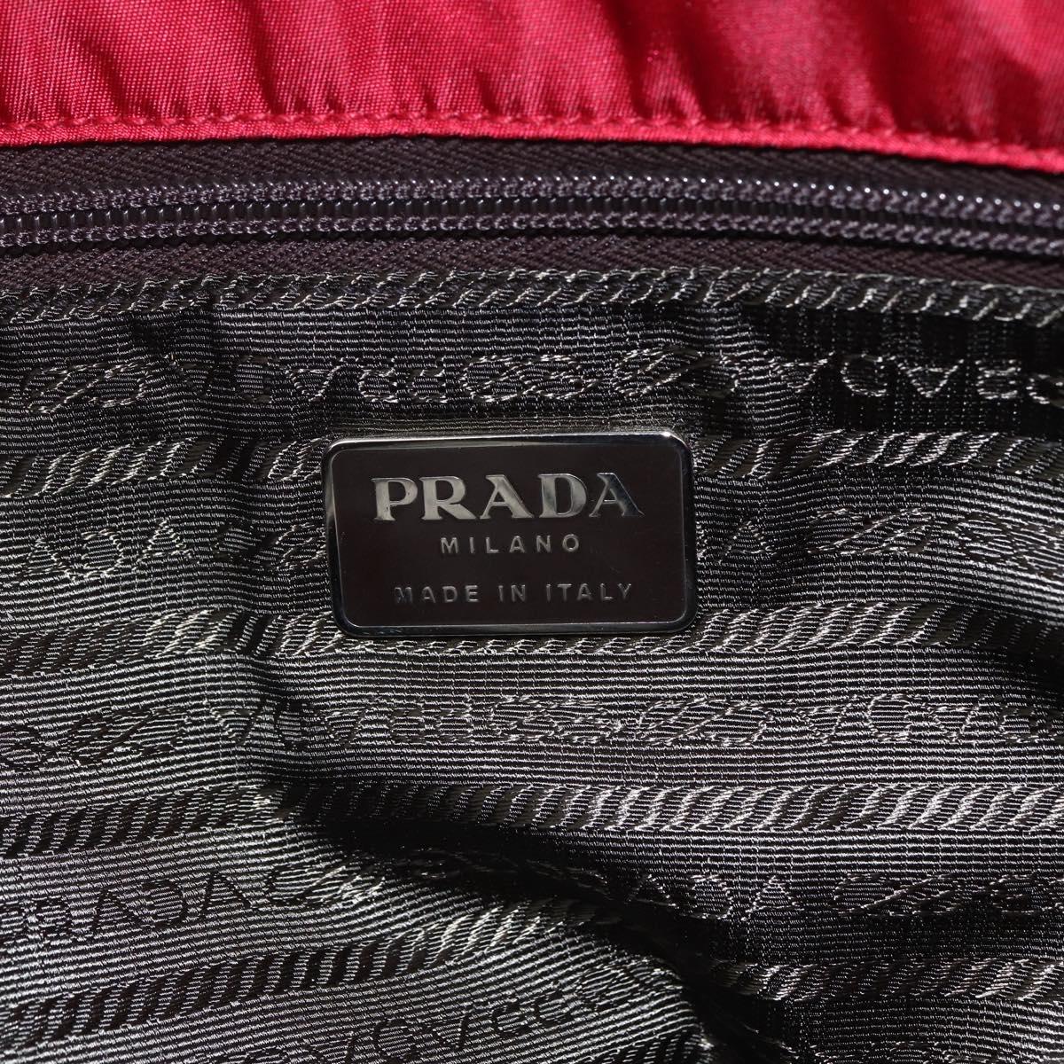 PRADA Tote Bag Nylon Red Silver Auth bs31579