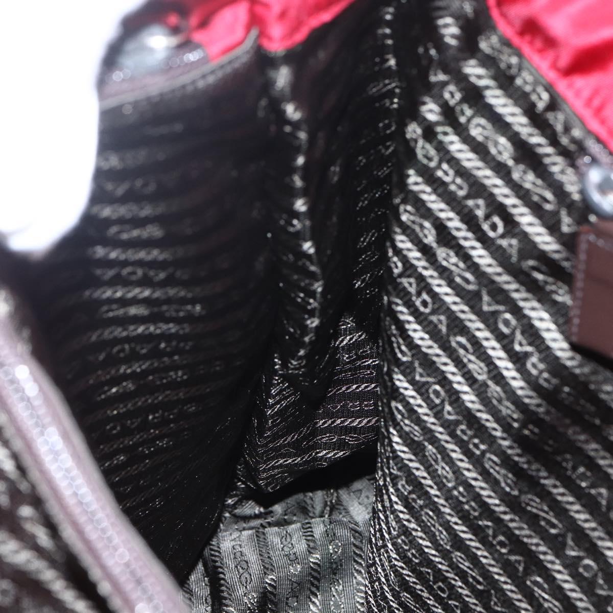 PRADA Tote Bag Nylon Red Silver Auth bs31579