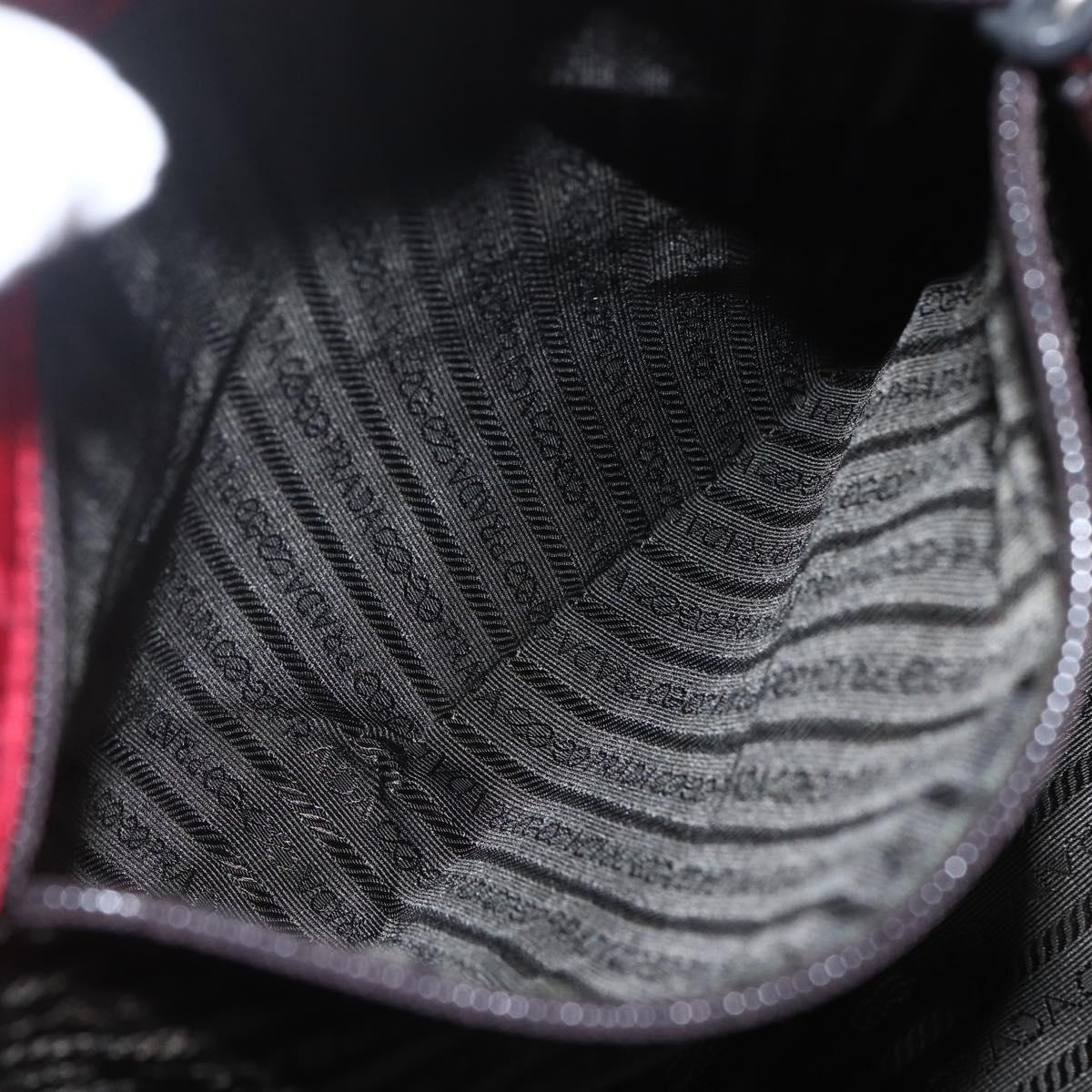 PRADA Tote Bag Nylon Red Silver Auth bs31579