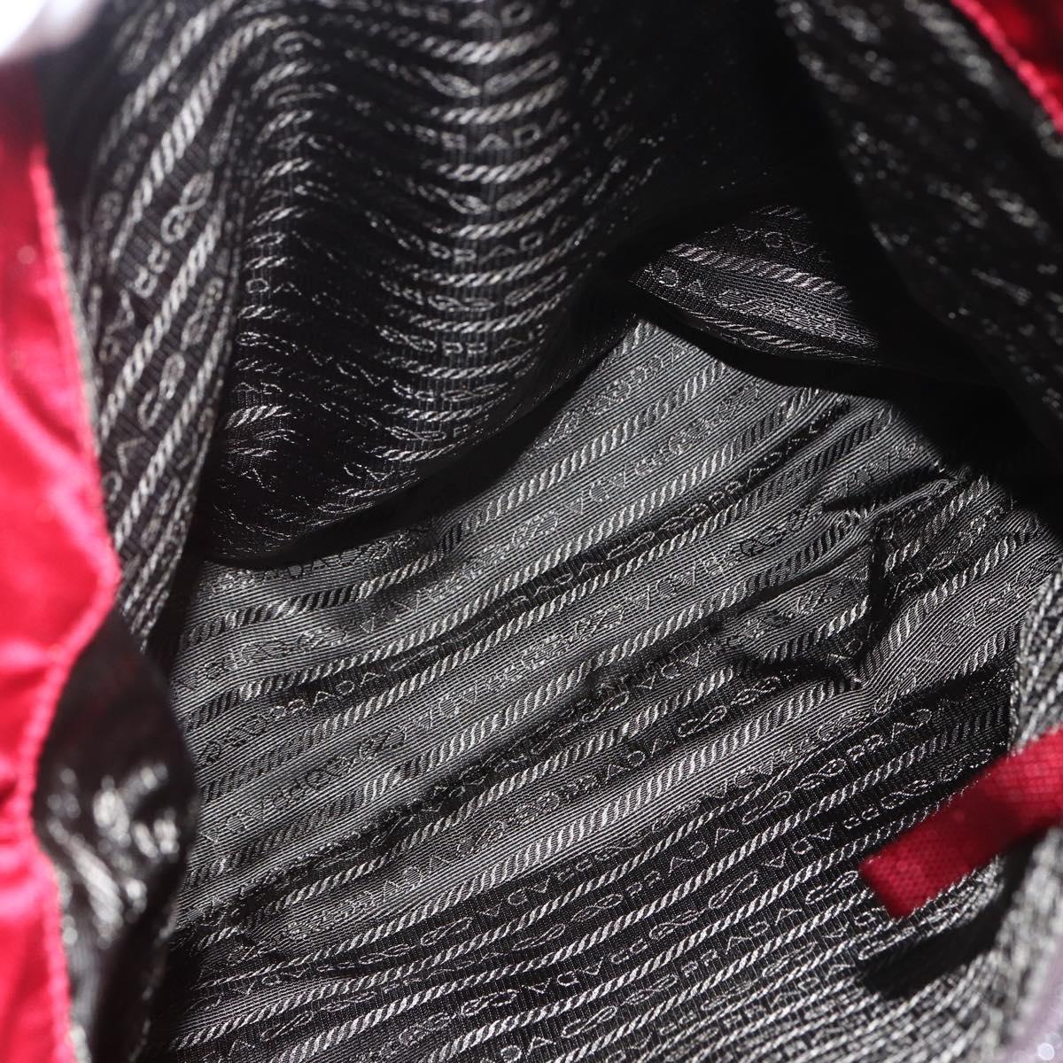 PRADA Tote Bag Nylon Red Silver Auth bs31579