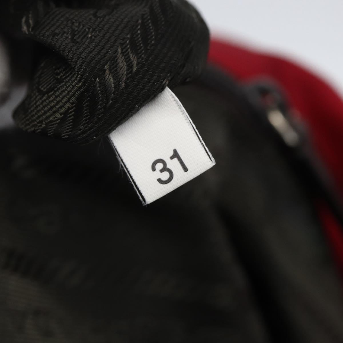 PRADA Tote Bag Nylon Red Silver Auth bs31579