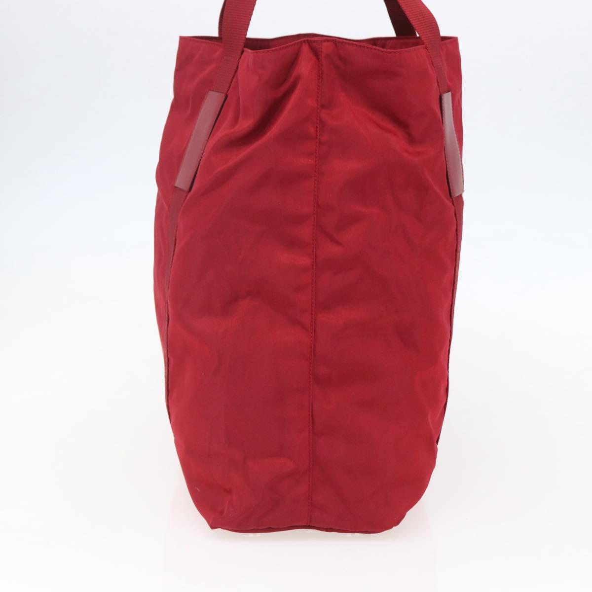 PRADA Tote Bag Nylon Red Silver Auth bs31579