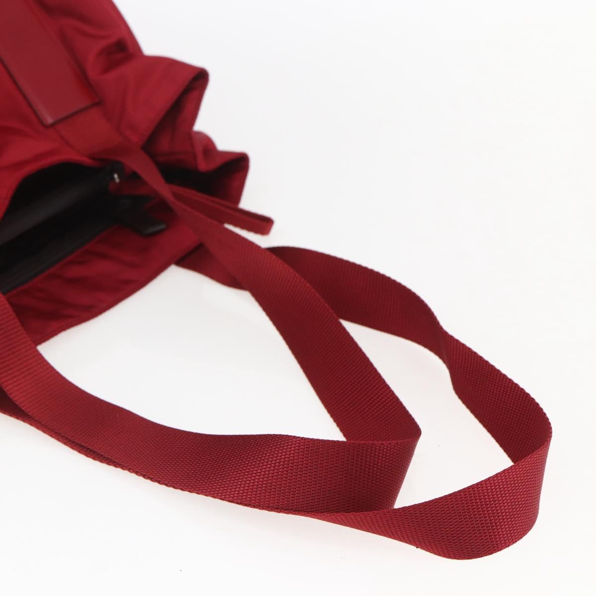 PRADA Tote Bag Nylon Red Silver Auth bs31579
