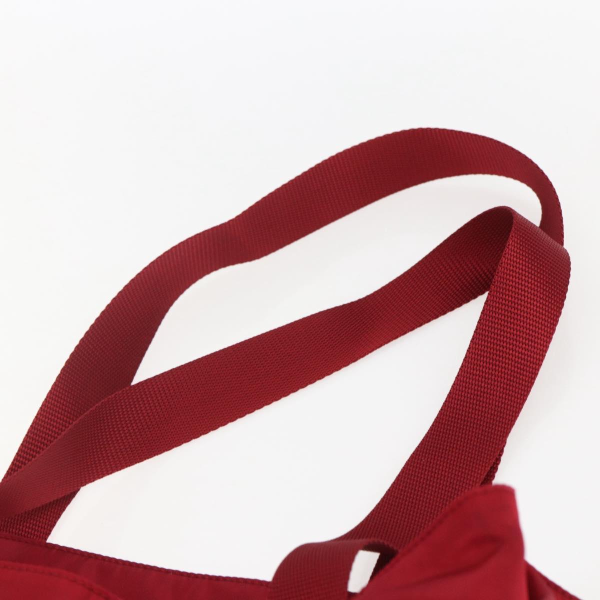 PRADA Tote Bag Nylon Red Silver Auth bs31579