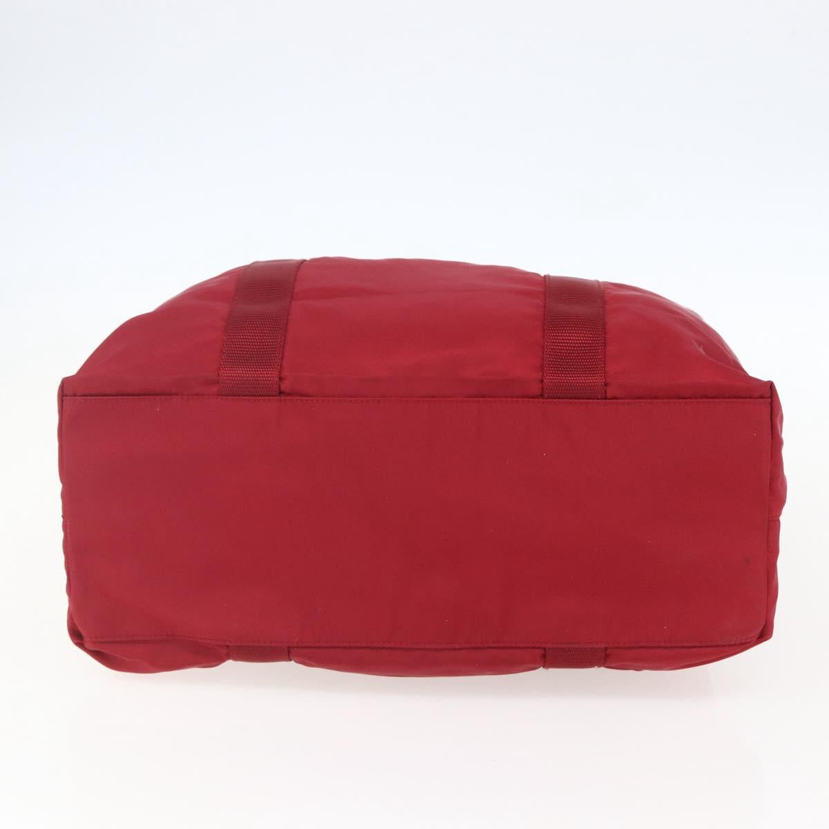 PRADA Tote Bag Nylon Red Silver Auth bs31579