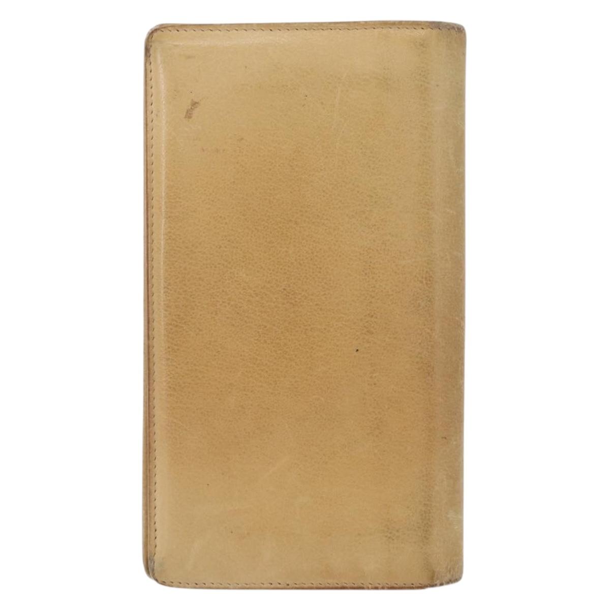 CHANEL Camelia Wallet Leather Beige CC Auth bs31581