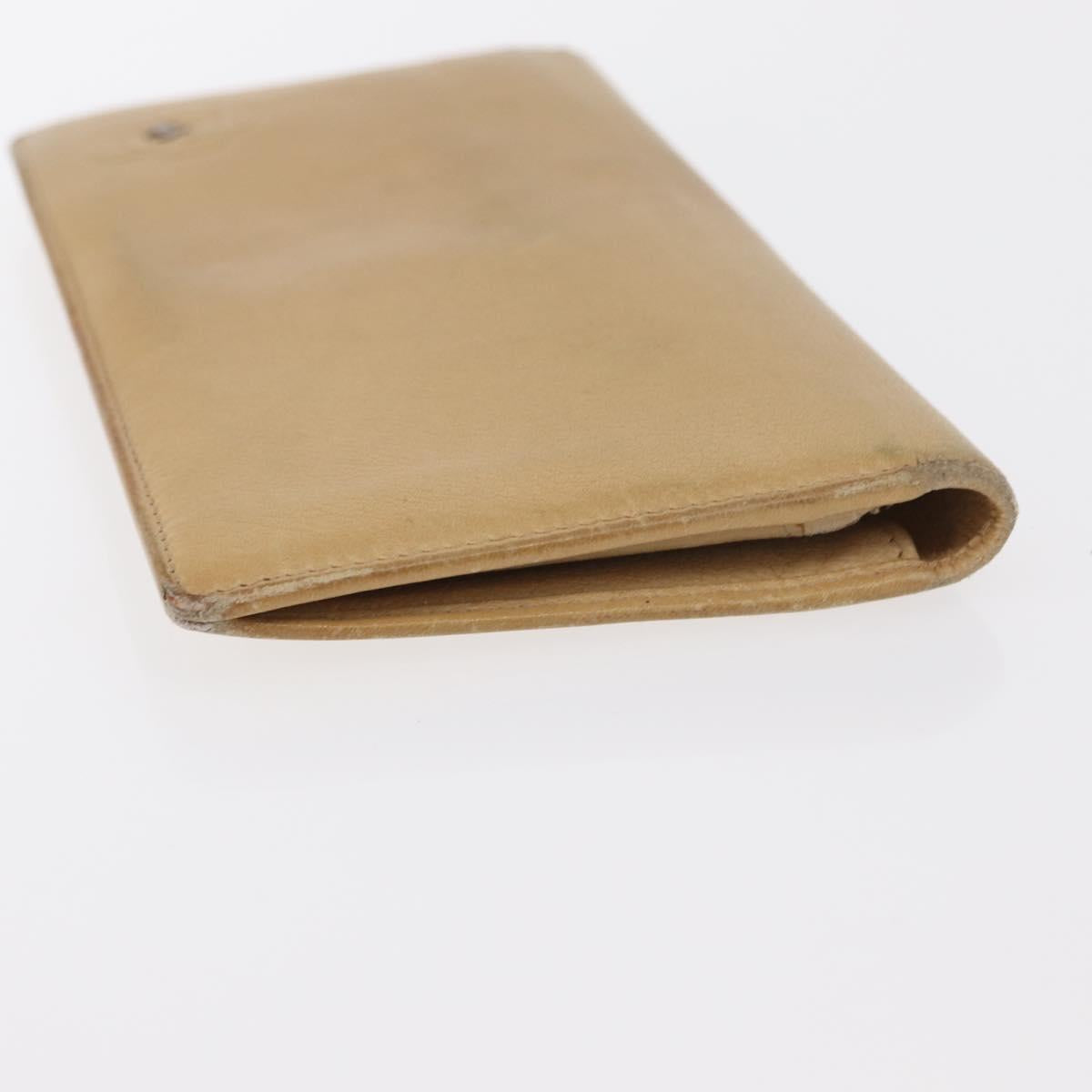 CHANEL Camelia Wallet Leather Beige CC Auth bs31581