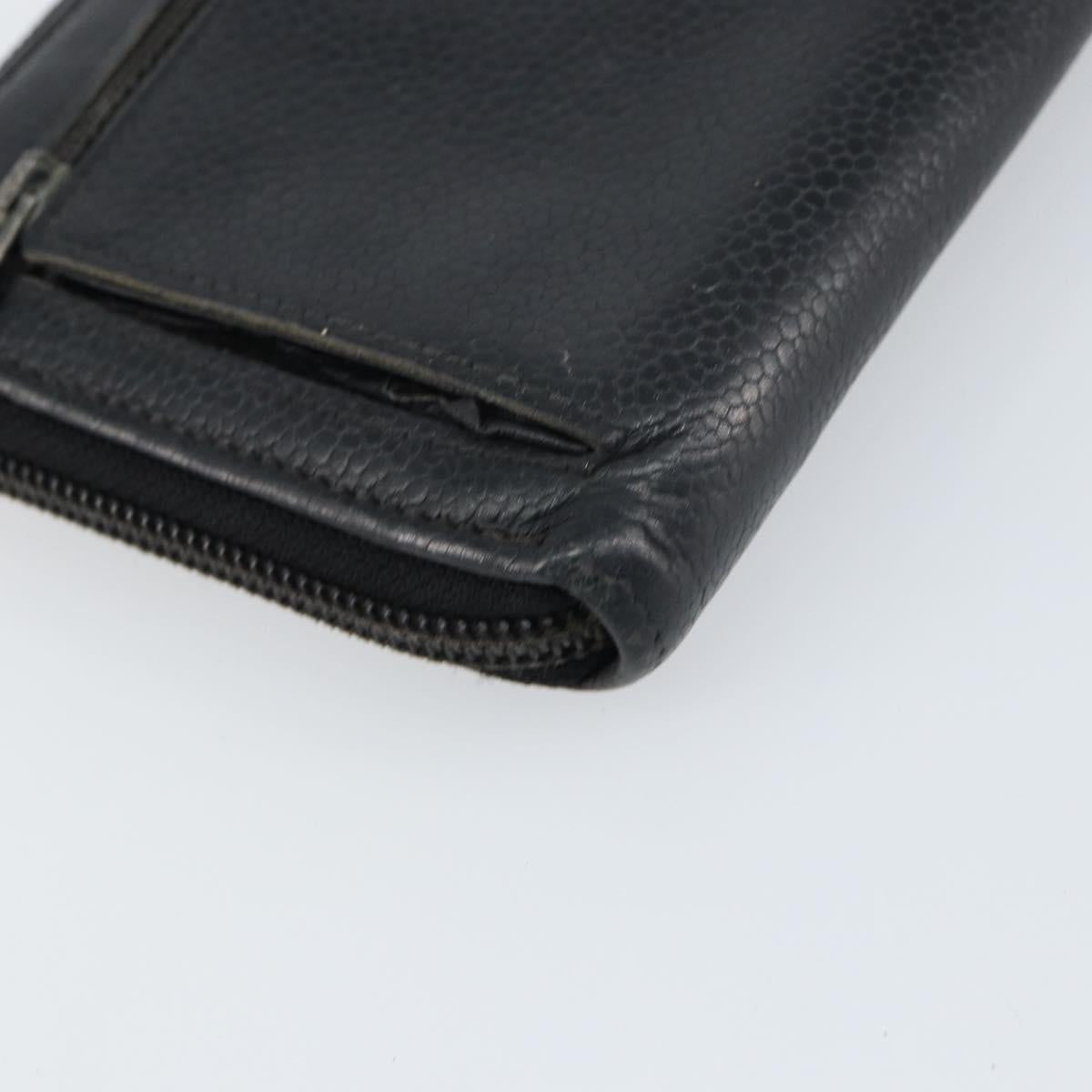 CHANEL Zip Around Long Wallet Caviar Skin Black Gold CC Auth bs31585