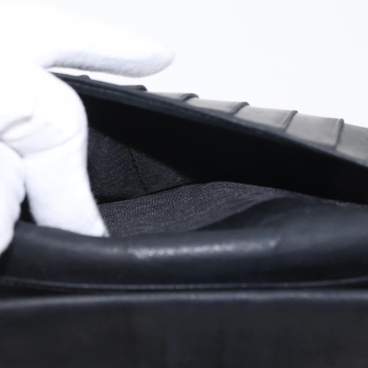 CHANEL COCO Mark Long Wallet Caviar Skin Black Gold CC Auth bs31586