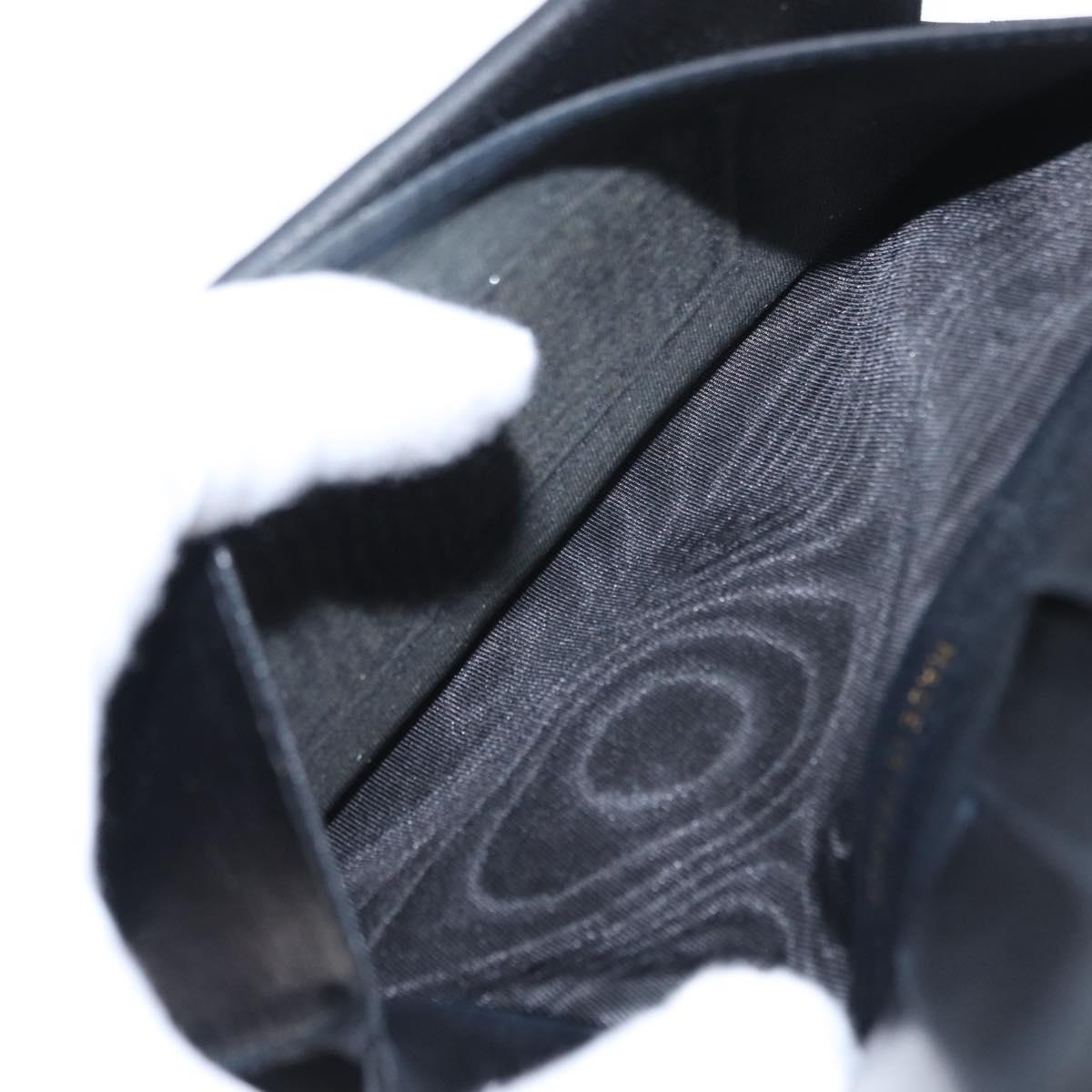 CHANEL COCO Mark Long Wallet Caviar Skin Black Gold CC Auth bs31586