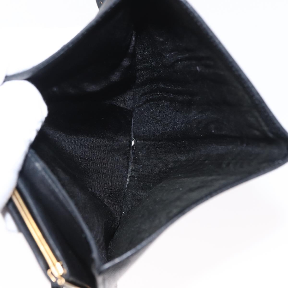 CHANEL COCO Mark Long Wallet Caviar Skin Black Gold CC Auth bs31586