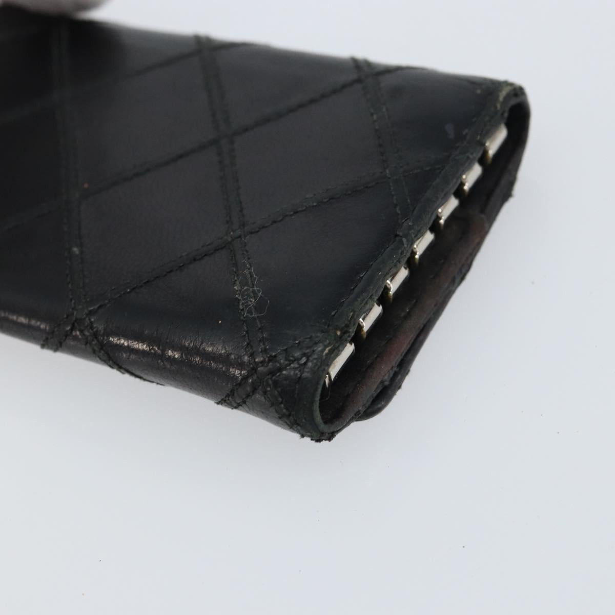 CHANEL Bicolore Key Case Leather Black Silver CC Auth bs31594