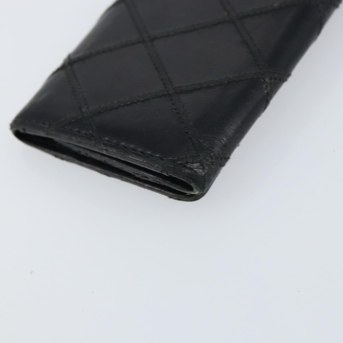 CHANEL Bicolore Key Case Leather Black Silver CC Auth bs31594