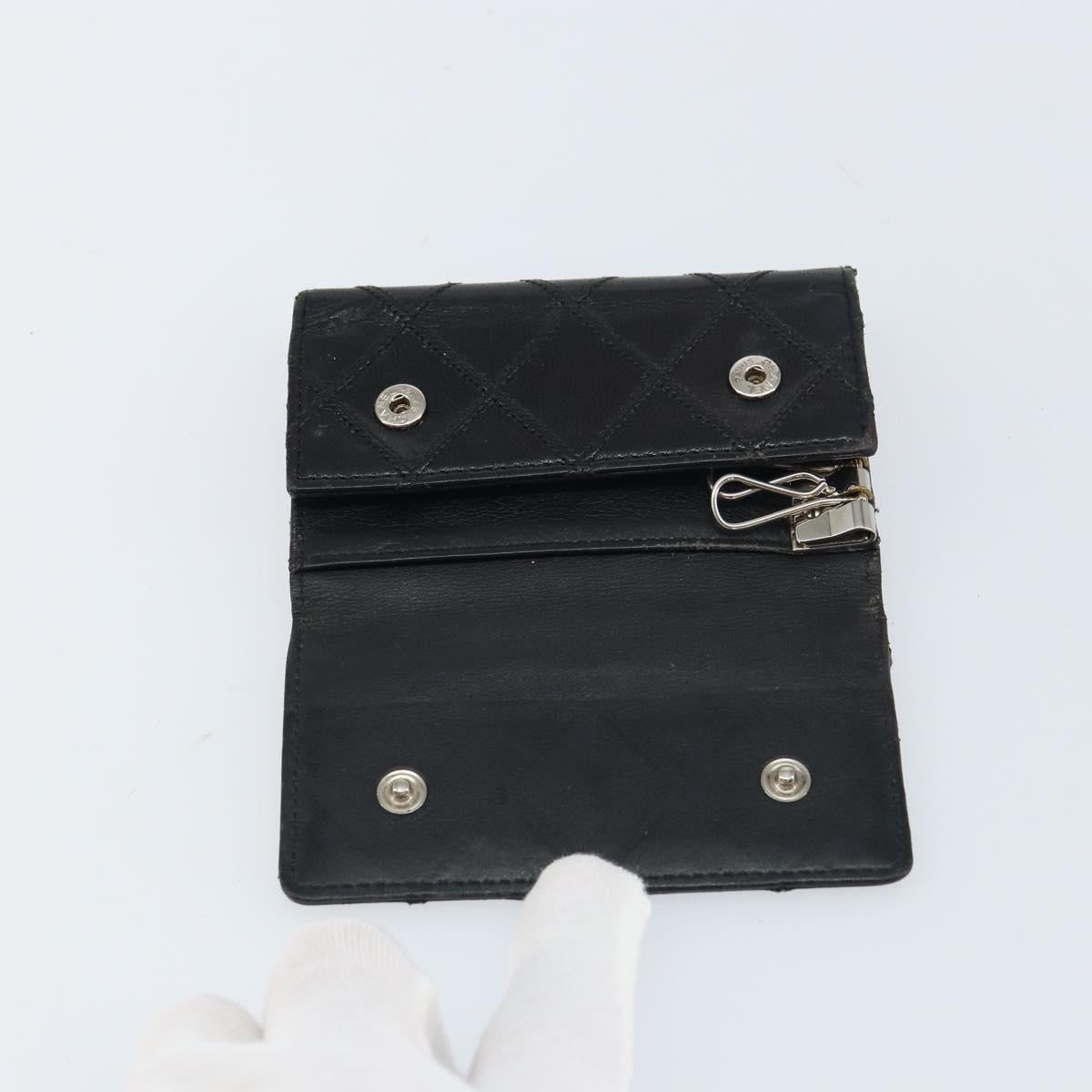 CHANEL Bicolore Key Case Leather Black Silver CC Auth bs31594