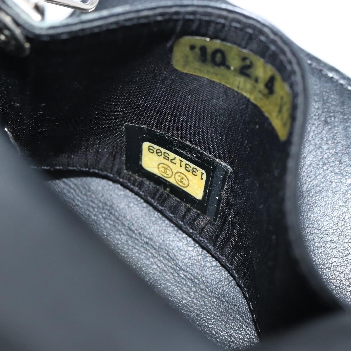 CHANEL Bicolore Key Case Leather Black Silver CC Auth bs31594