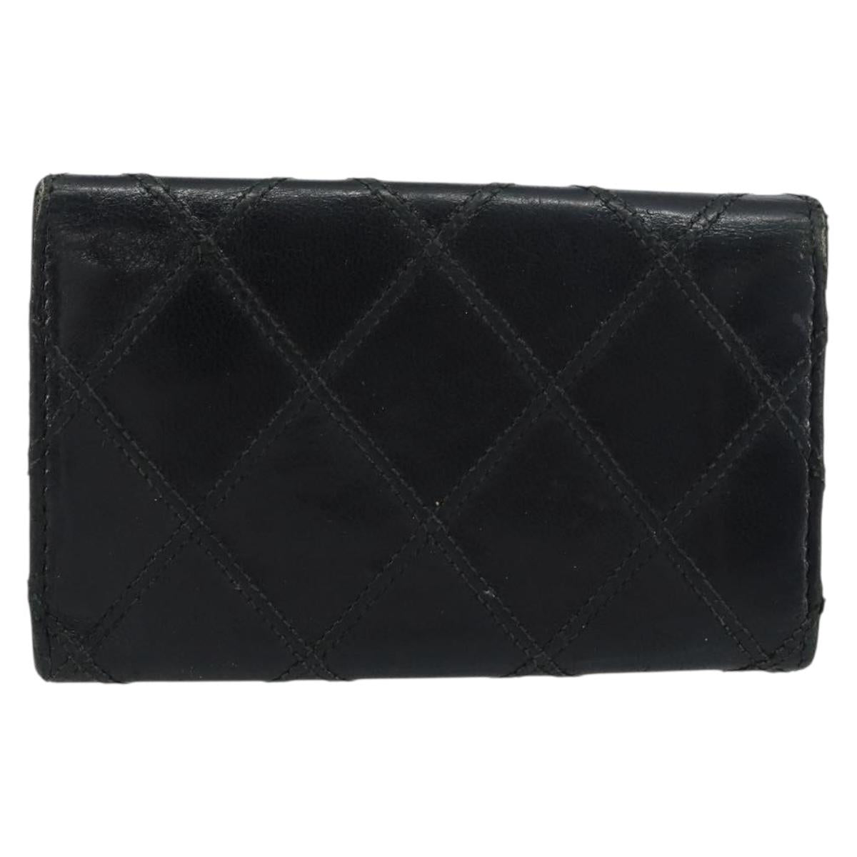 CHANEL Bicolore Key Case Leather Black Silver CC Auth bs31594