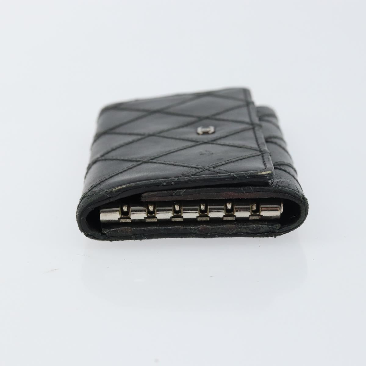 CHANEL Bicolore Key Case Leather Black Silver CC Auth bs31594