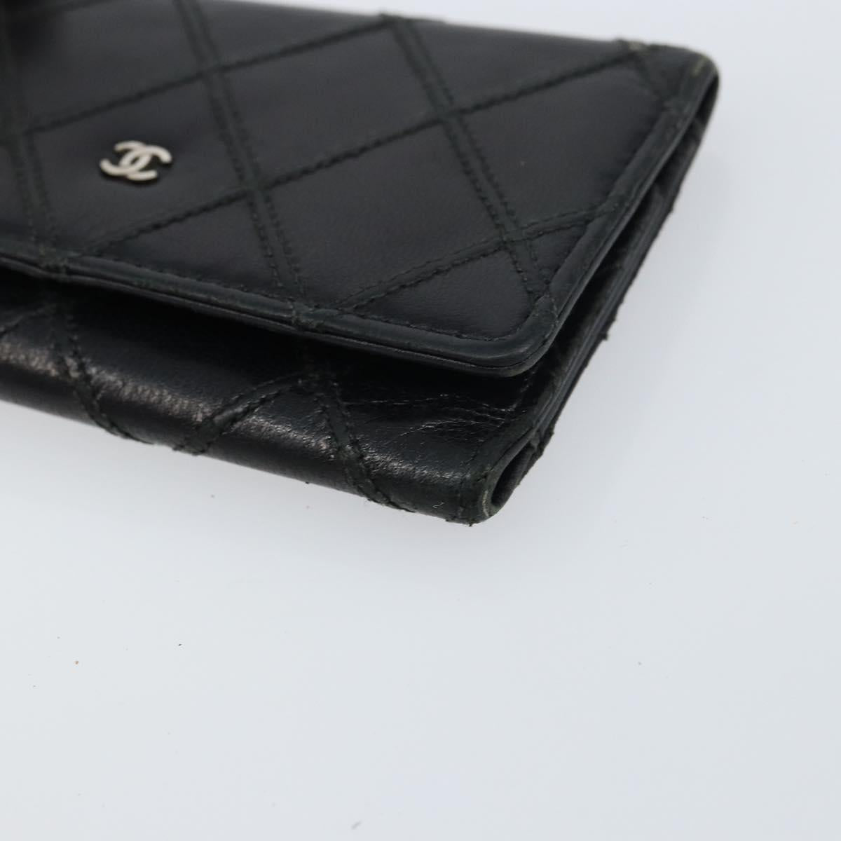 CHANEL Bicolore Key Case Leather Black Silver CC Auth bs31594