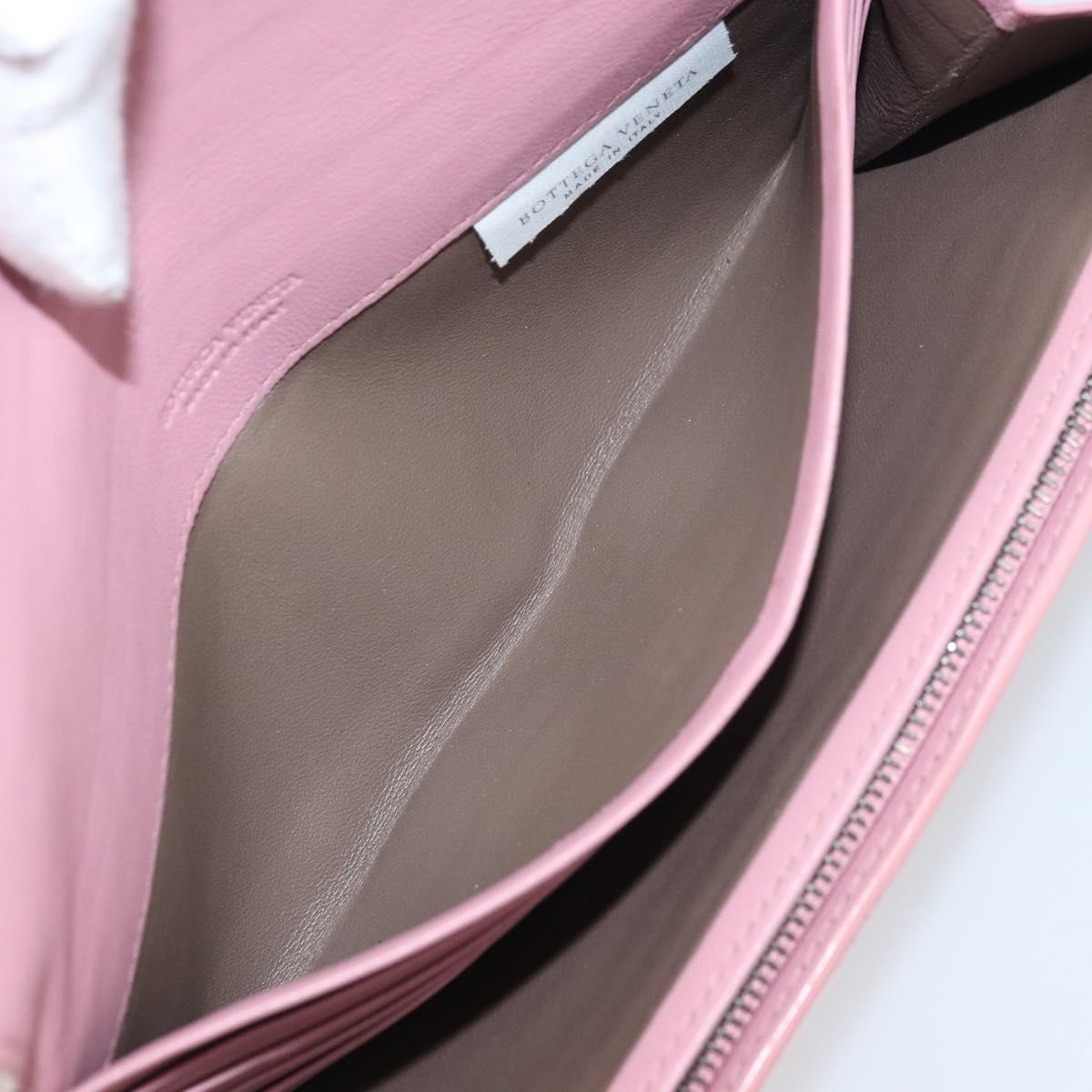 BOTTEGA VENETA INTRECCIATO Long Wallet Leather Pink Auth bs31596
