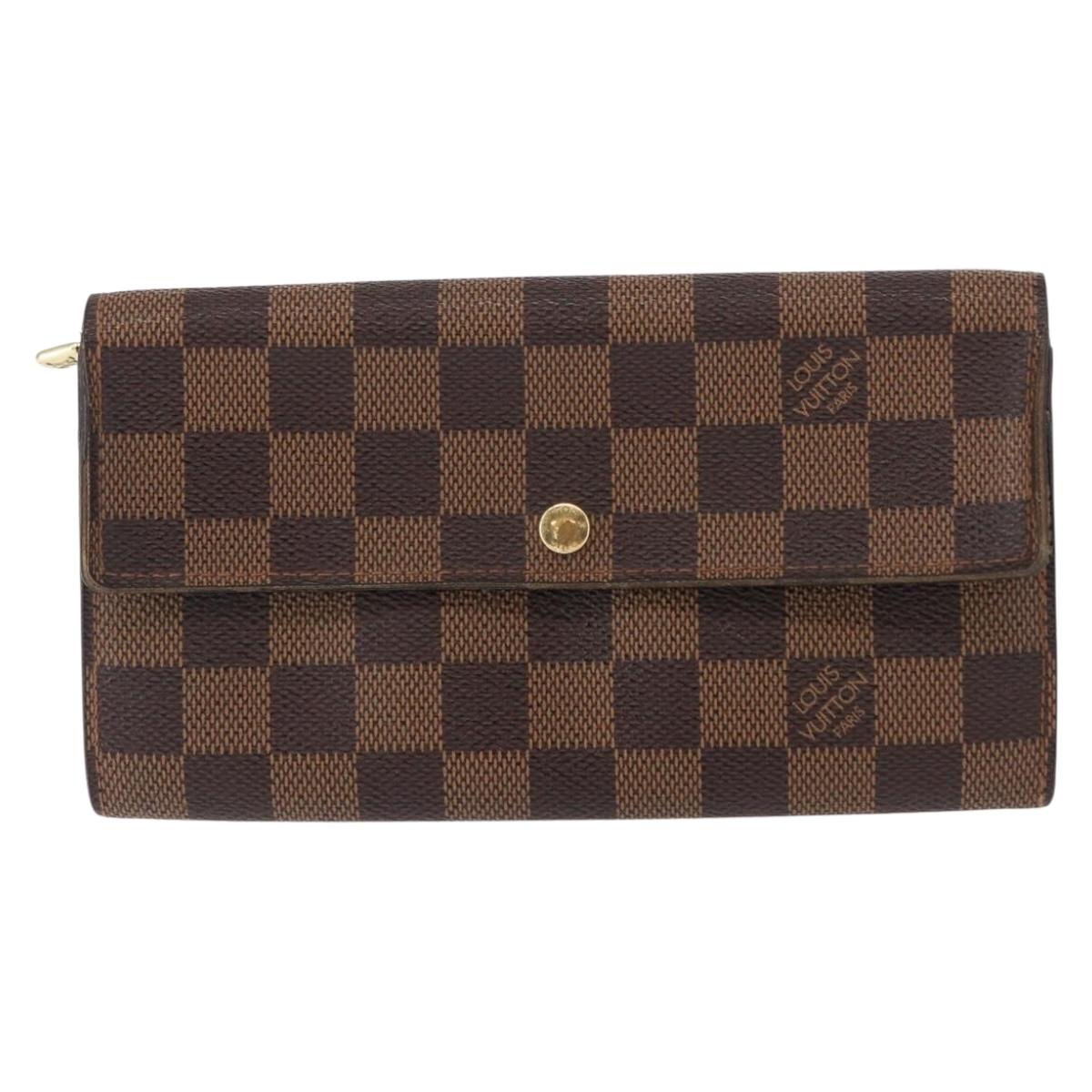 LOUIS VUITTON Damier Ebene Portefeuille Sarah Long Wallet N60491 LV Auth bs31599