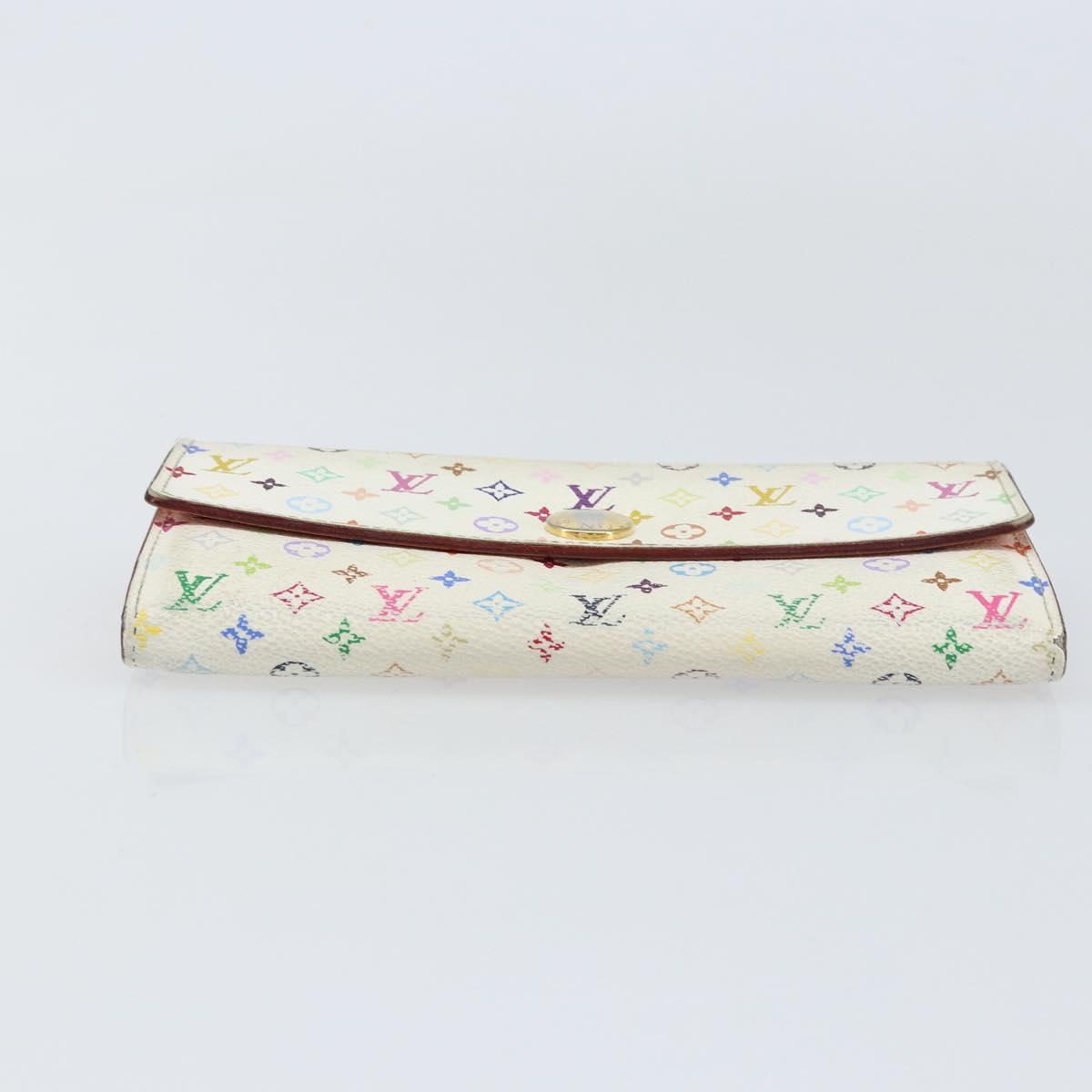 LOUIS VUITTON Multicolor Portefeuille Sarah Wallet White M93532 LV Auth bs31603