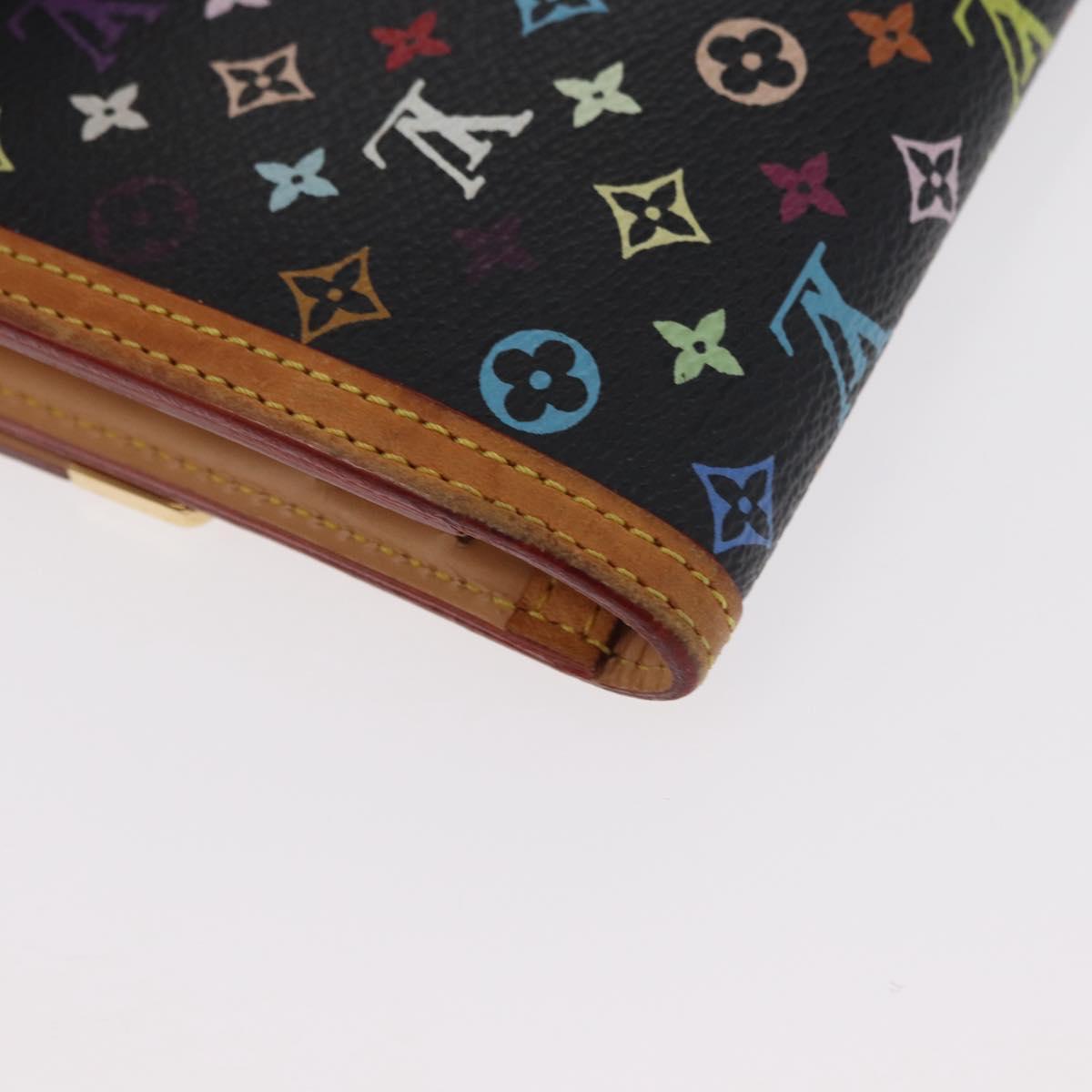 LOUIS VUITTON Monogram Multicolor Porte Tresor Wallet Black M92658 Auth bs31604