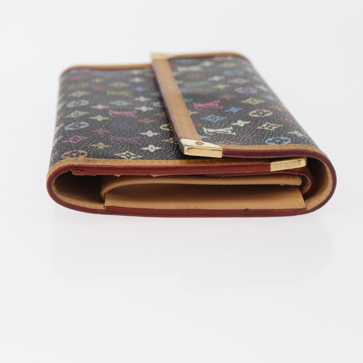 LOUIS VUITTON Monogram Multicolor Porte Tresor Wallet Black M92658 Auth bs31604
