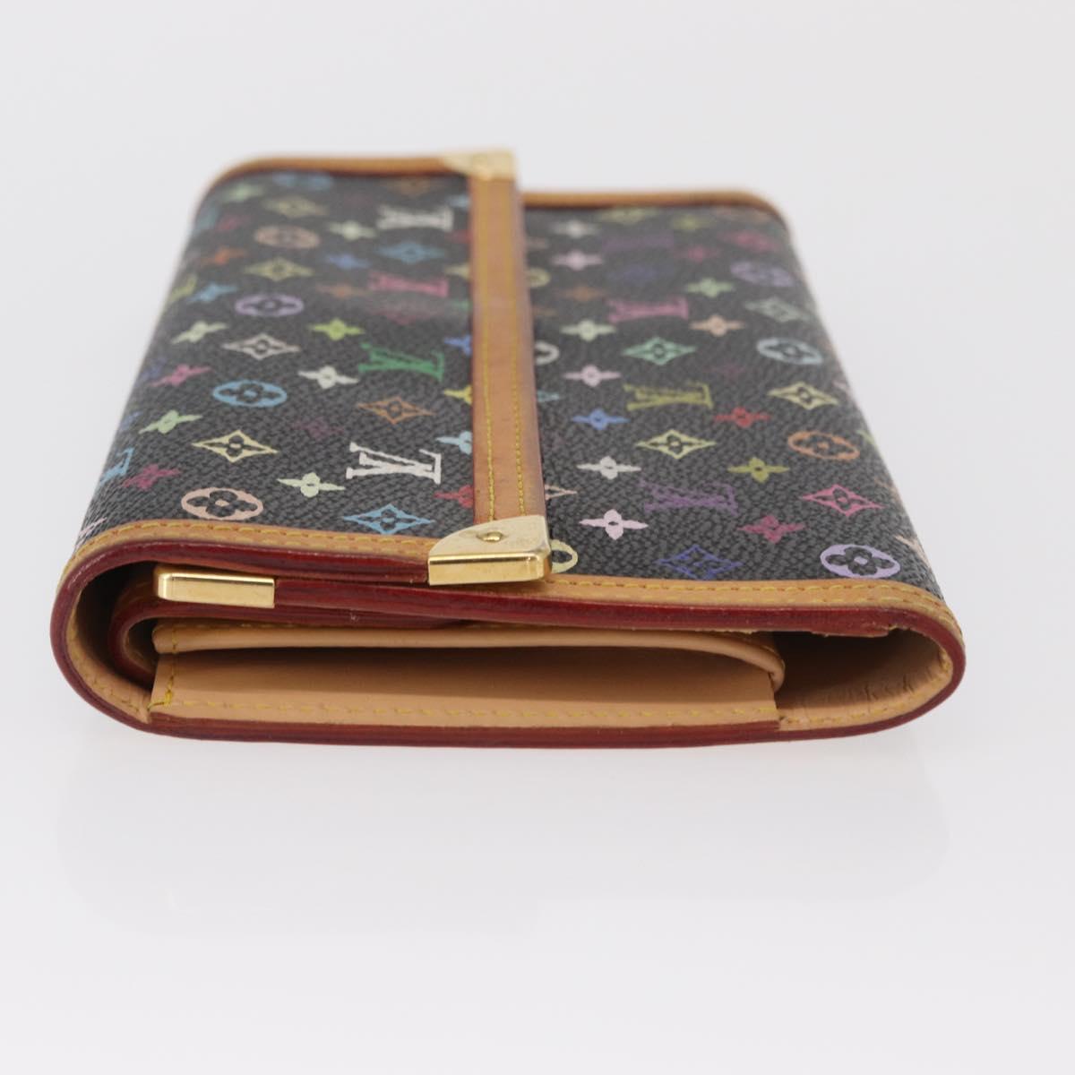 LOUIS VUITTON Monogram Multicolor Porte Tresor Wallet Black M92658 Auth bs31604