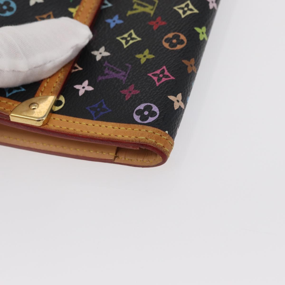 LOUIS VUITTON Monogram Multicolor Porte Tresor Wallet Black M92658 Auth bs31604