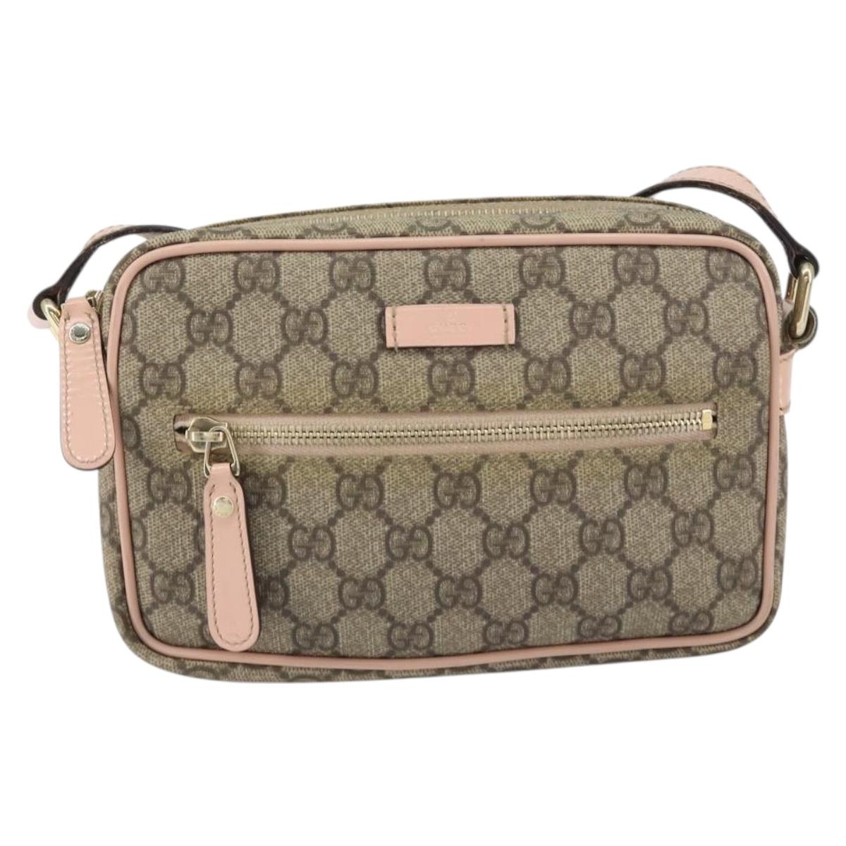 GUCCI GG Supreme Shoulder Bag PVC Beige Gold 201447 Auth bs31625