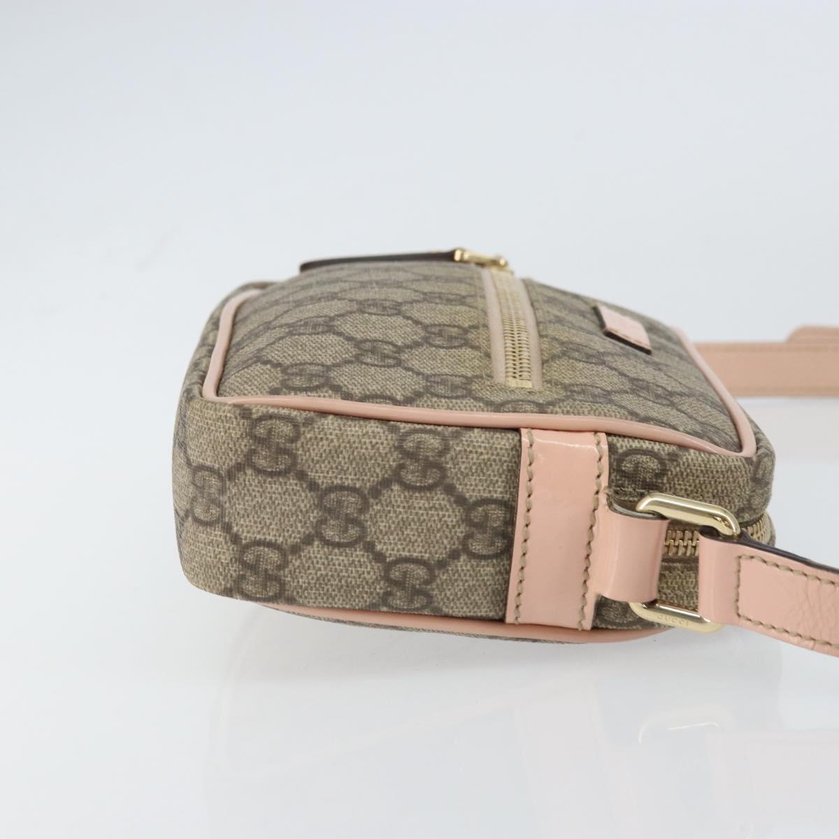 GUCCI GG Supreme Shoulder Bag PVC Beige Gold 201447 Auth bs31625