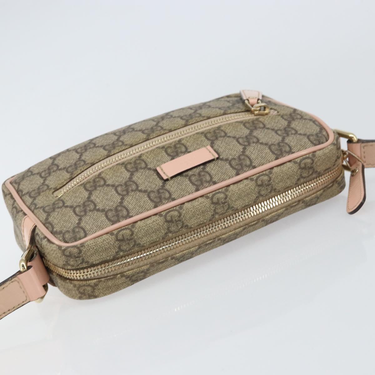 GUCCI GG Supreme Shoulder Bag PVC Beige Gold 201447 Auth bs31625
