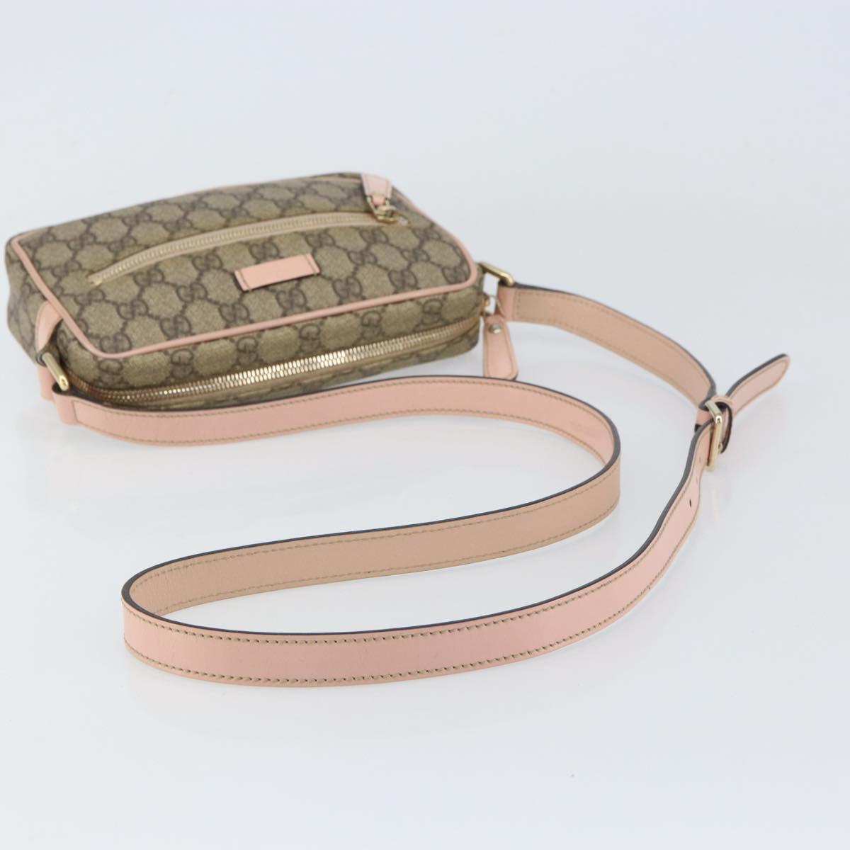 GUCCI GG Supreme Shoulder Bag PVC Beige Gold 201447 Auth bs31625