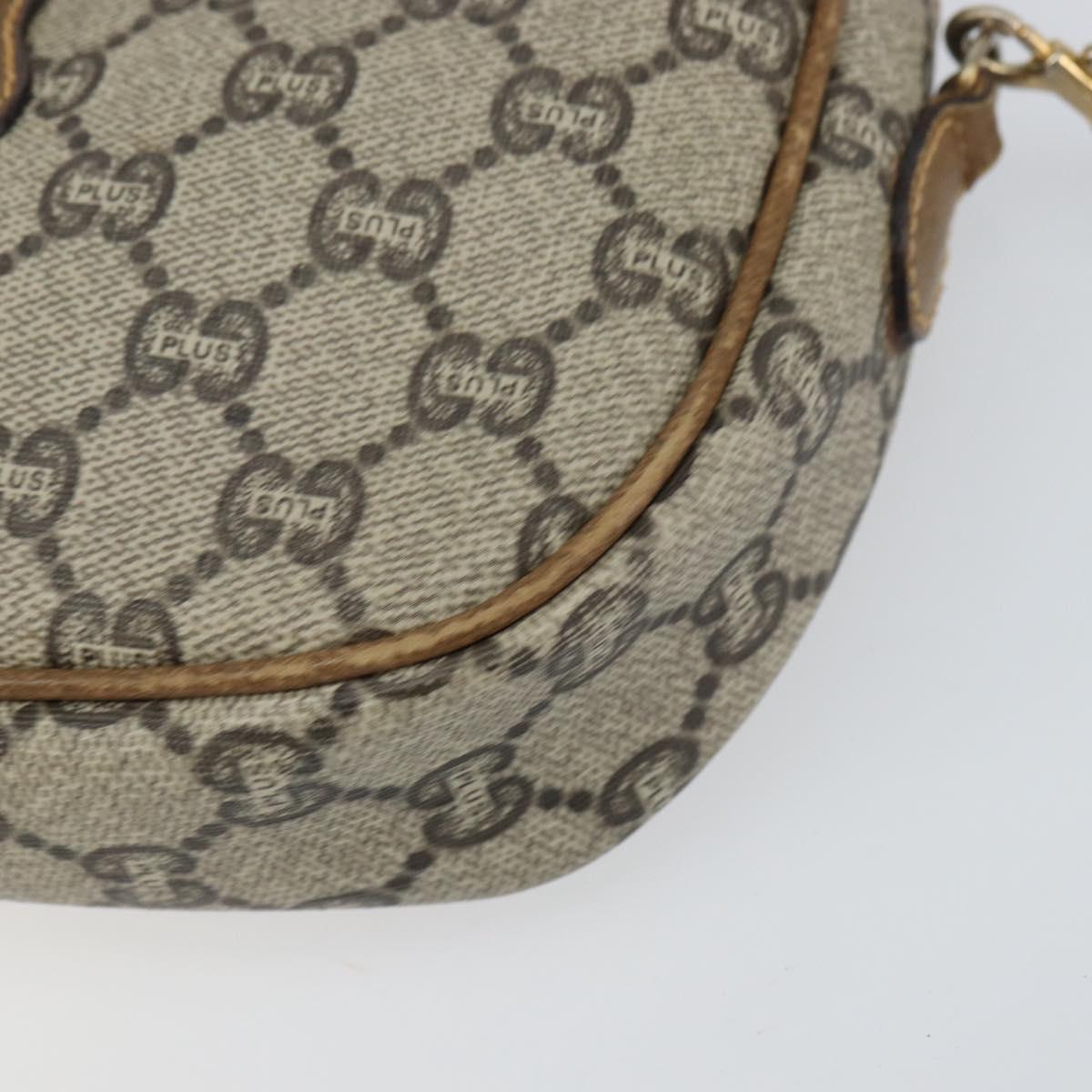GUCCI GG Plus Supreme Shoulder Bag PVC Beige Gold Auth bs31626