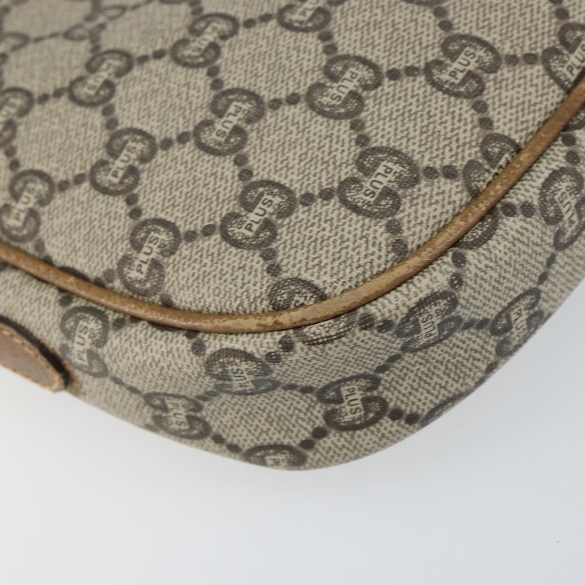 GUCCI GG Plus Supreme Shoulder Bag PVC Beige Gold Auth bs31626