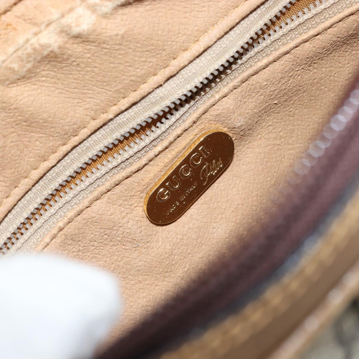 GUCCI GG Plus Supreme Shoulder Bag PVC Beige Gold Auth bs31626