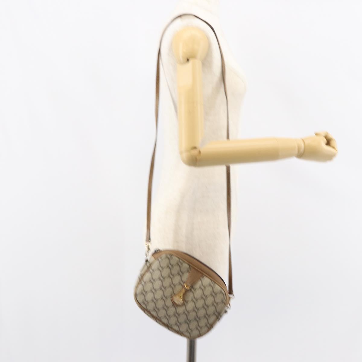 GUCCI GG Plus Supreme Shoulder Bag PVC Beige Gold Auth bs31626