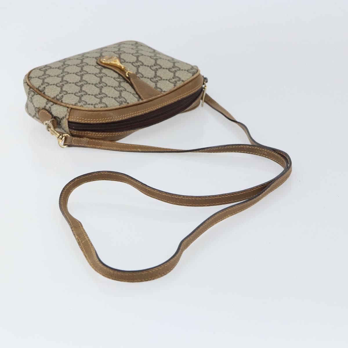 GUCCI GG Plus Supreme Shoulder Bag PVC Beige Gold Auth bs31626