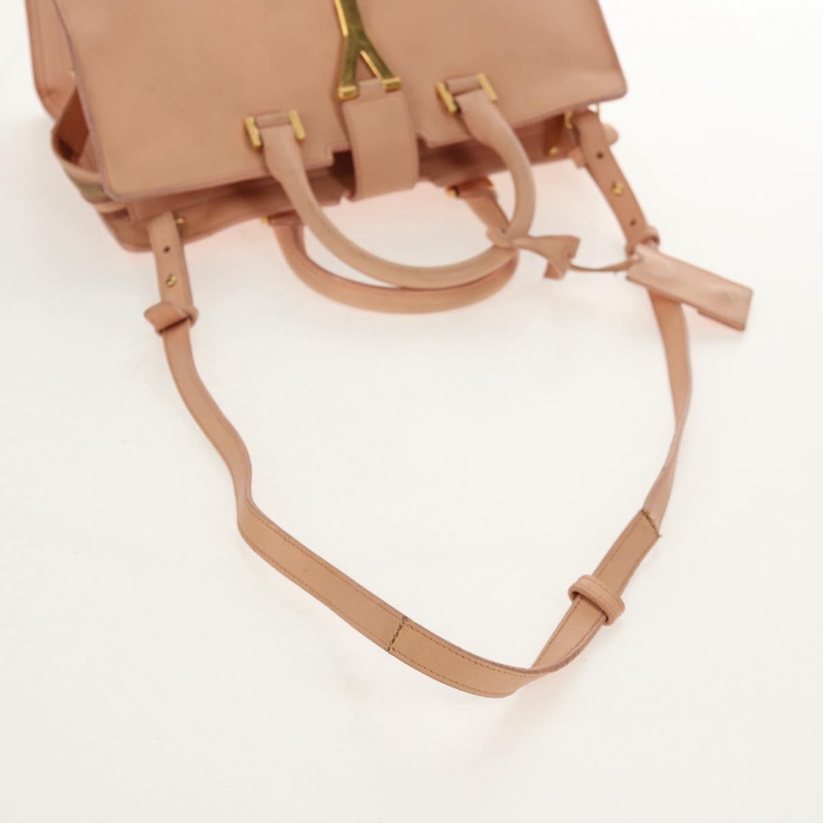 SAINT LAURENT Petit Kabas Hand Bag Leather 2way Pink Gold Auth bs31628