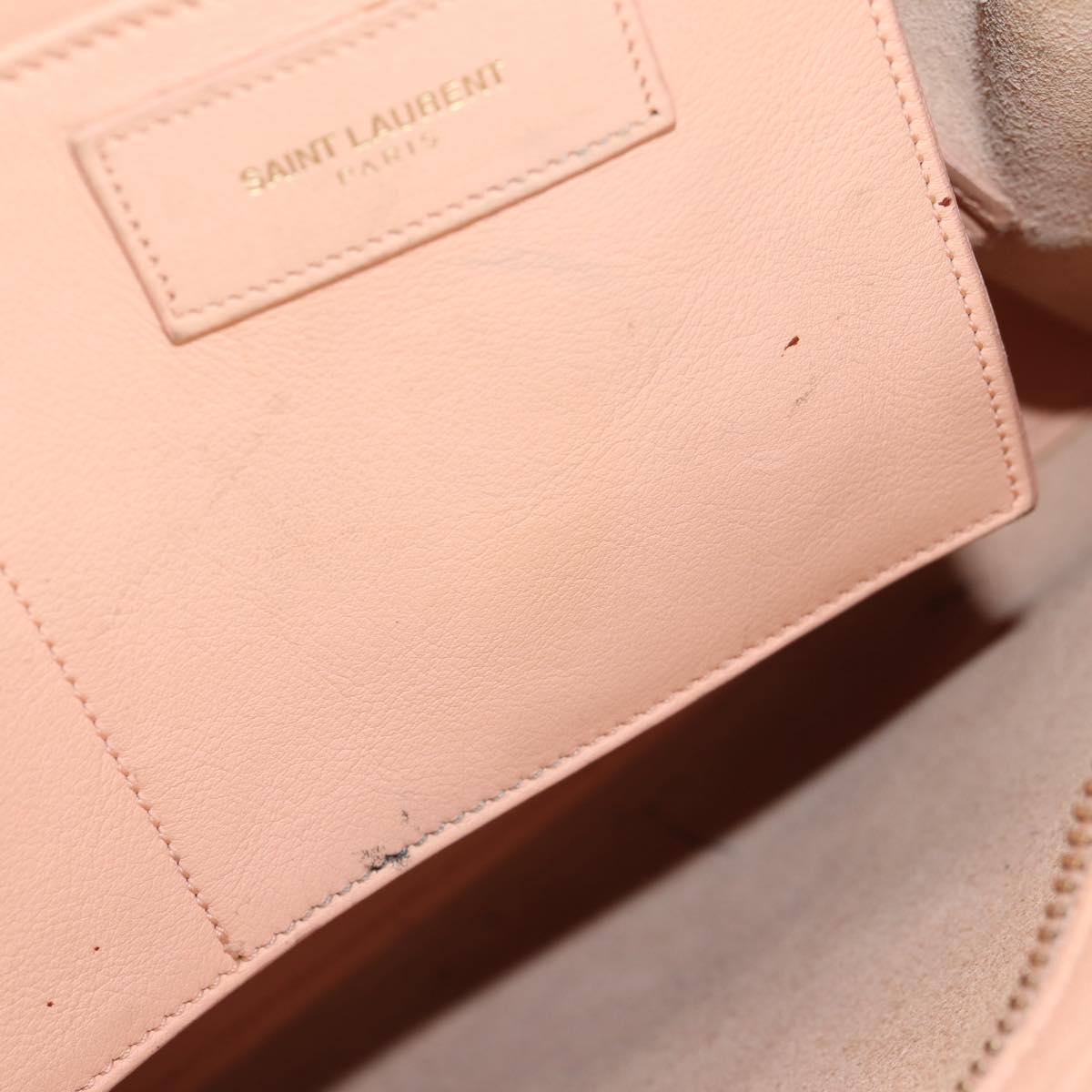 SAINT LAURENT Petit Kabas Hand Bag Leather 2way Pink Gold Auth bs31628