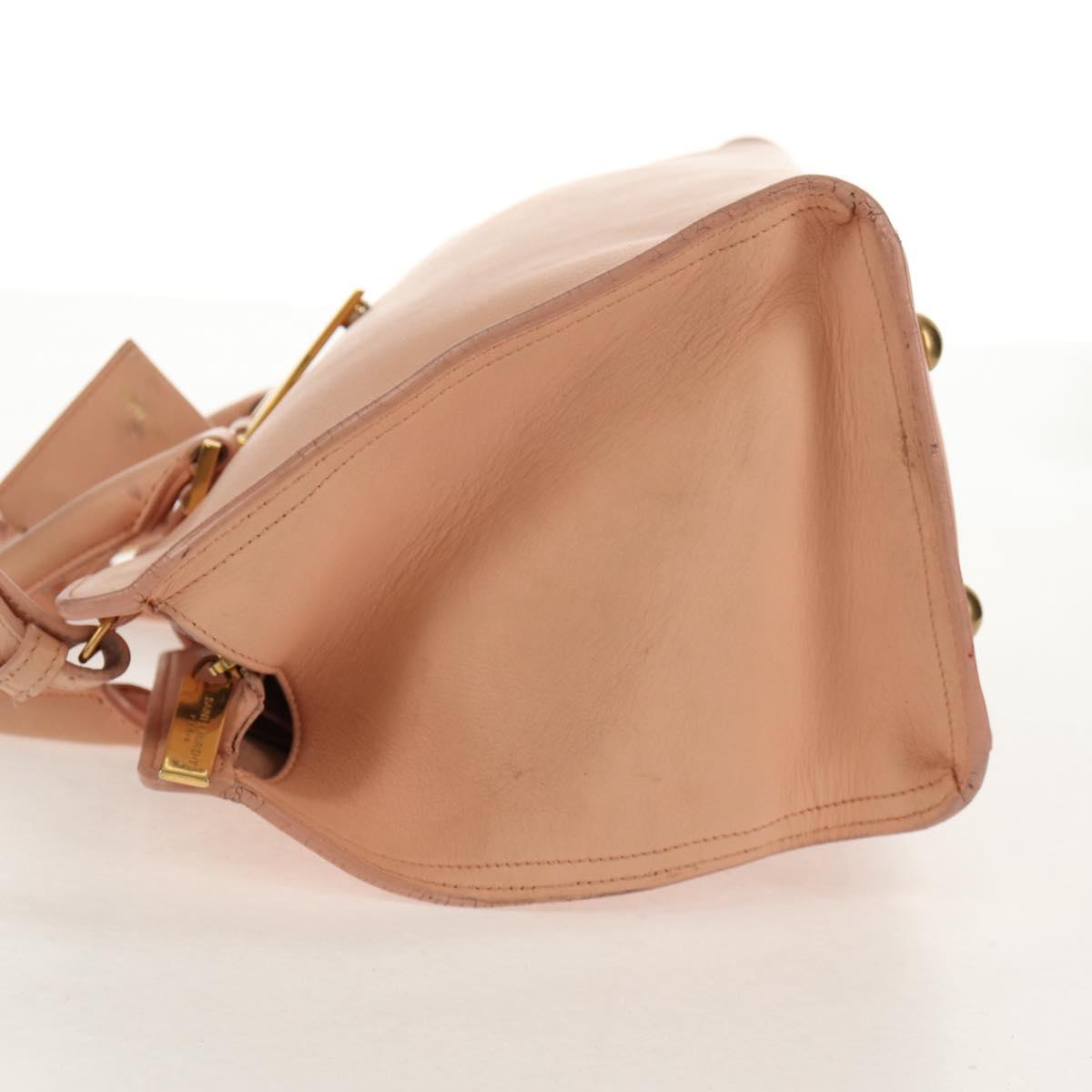 SAINT LAURENT Petit Kabas Hand Bag Leather 2way Pink Gold Auth bs31628