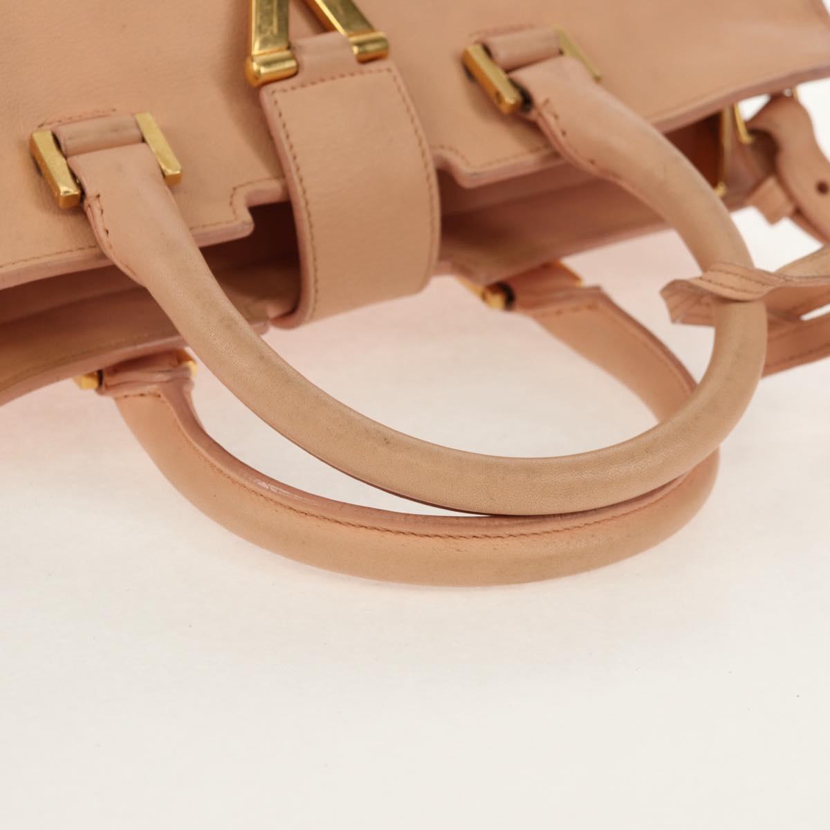 SAINT LAURENT Petit Kabas Hand Bag Leather 2way Pink Gold Auth bs31628