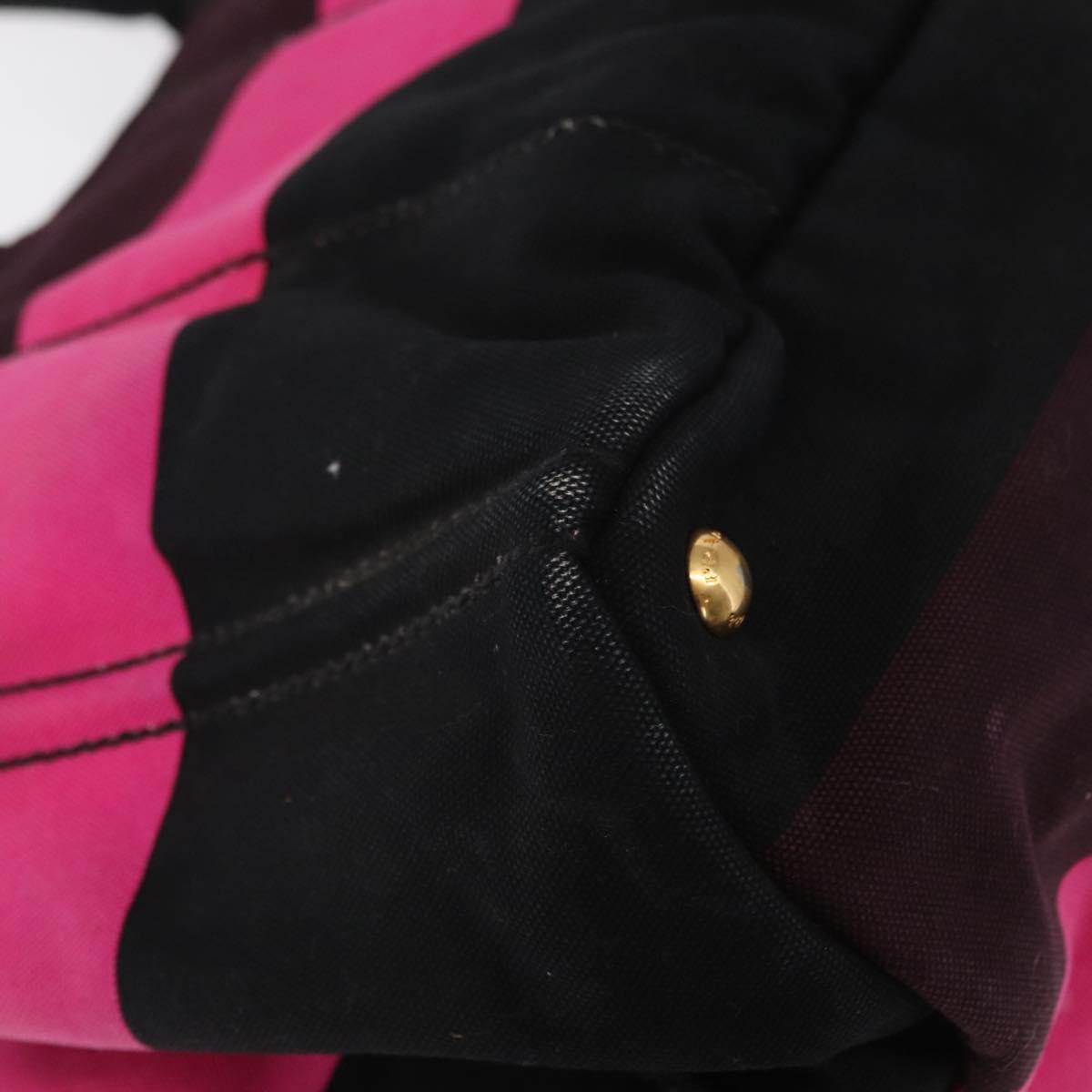 PRADA Canapa GM Hand Bag Canvas Pink Black Auth bs31630