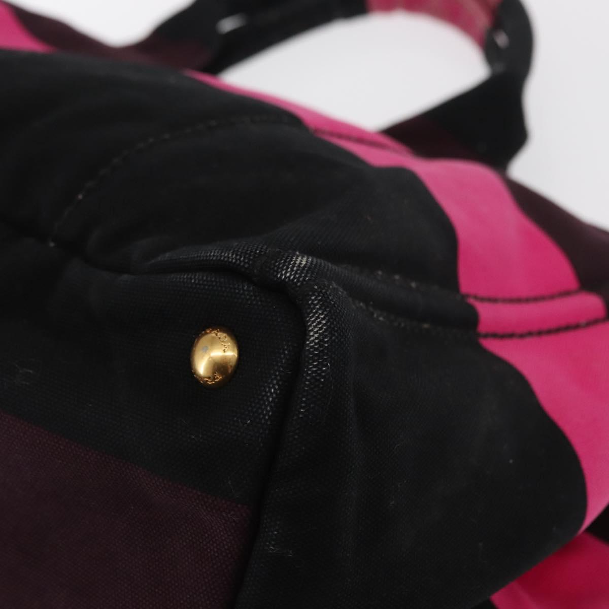 PRADA Canapa GM Hand Bag Canvas Pink Black Auth bs31630