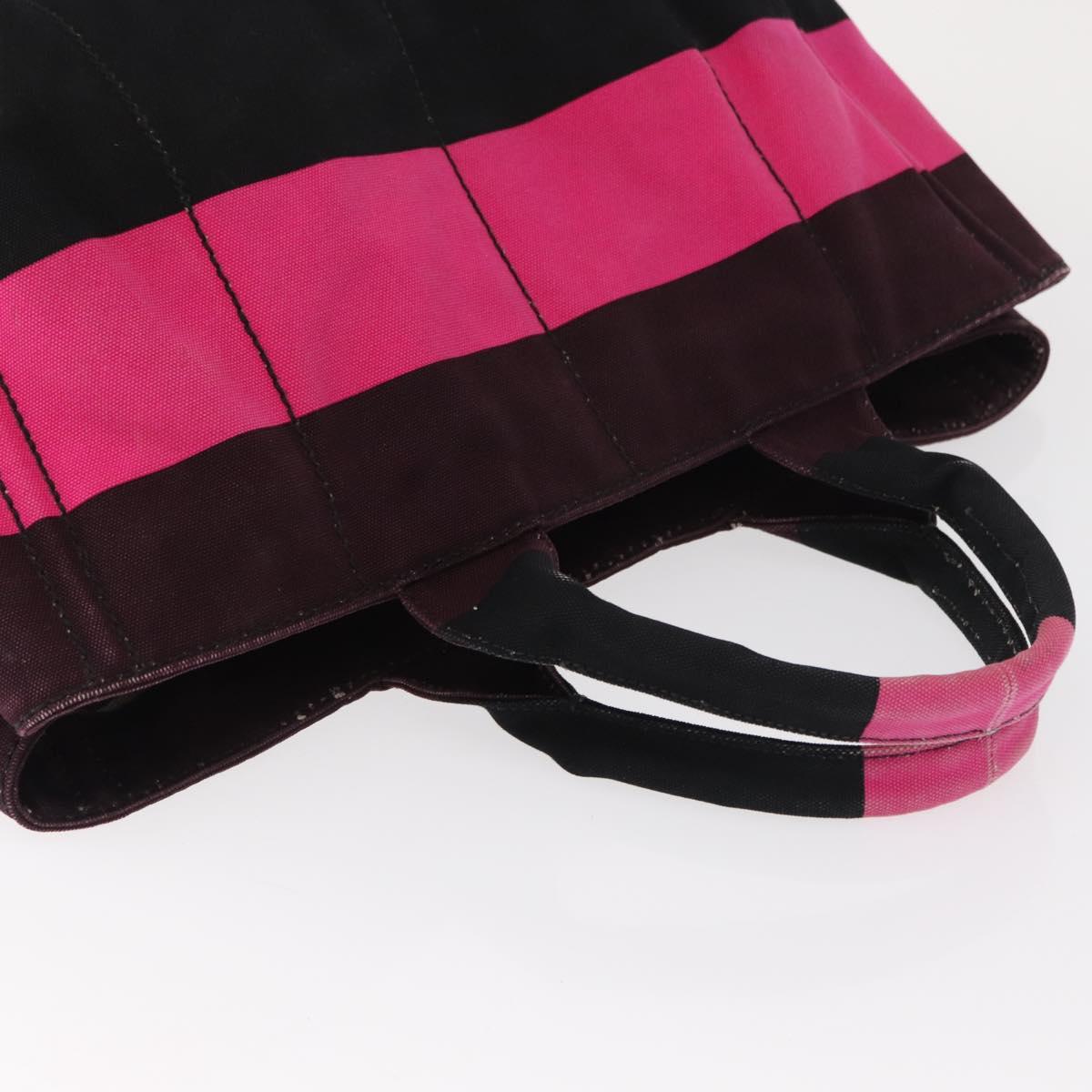 PRADA Canapa GM Hand Bag Canvas Pink Black Auth bs31630