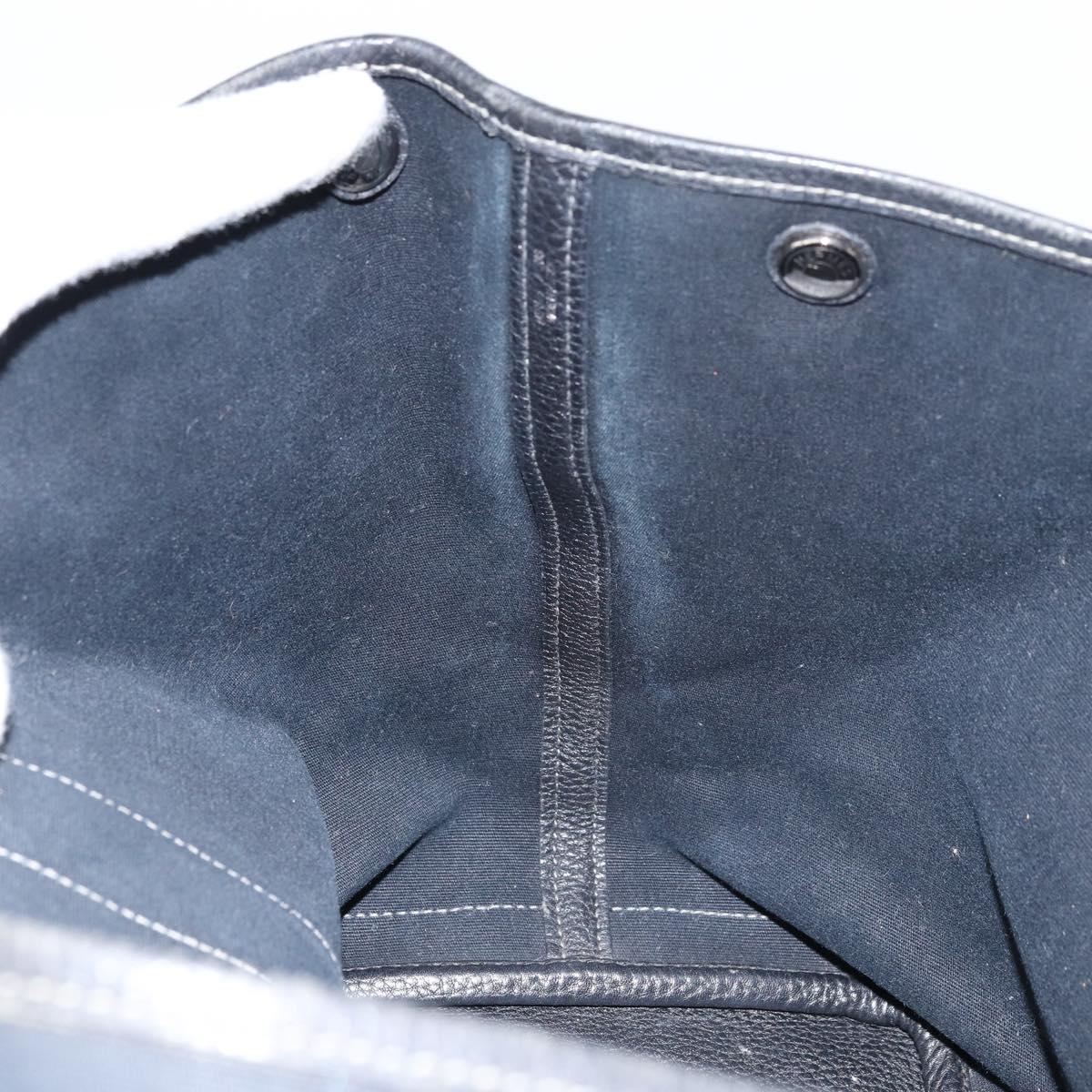 HERMES Tower Ash Garden Party MM Tote Bag Canvas Black Silver Auth bs31631