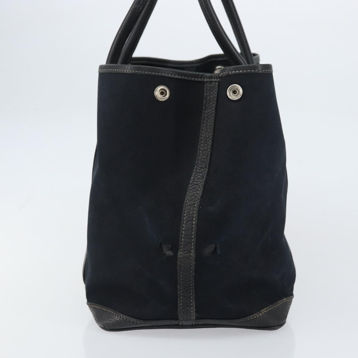 HERMES Tower Ash Garden Party MM Tote Bag Canvas Black Silver Auth bs31631