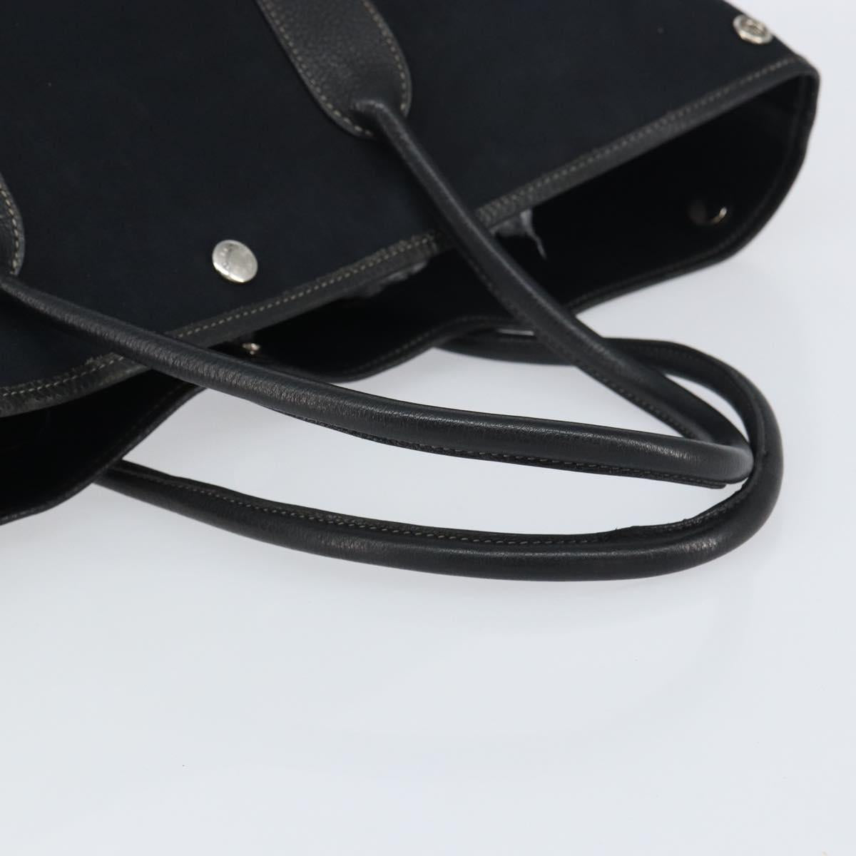 HERMES Tower Ash Garden Party MM Tote Bag Canvas Black Silver Auth bs31631