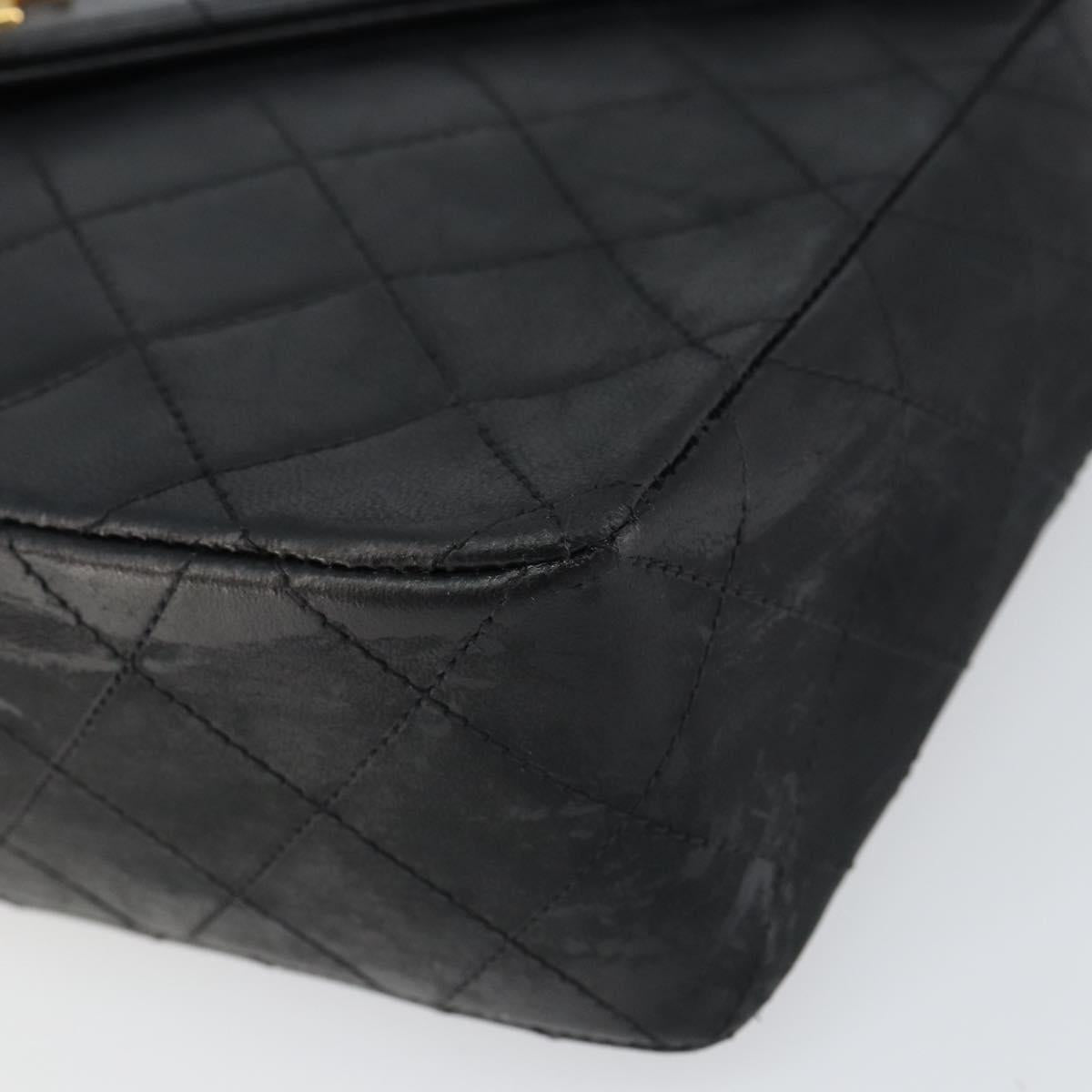 CHANEL Matelasse Chain Shoulder Bag Lamb Skin Black Gold CC Auth bs31635